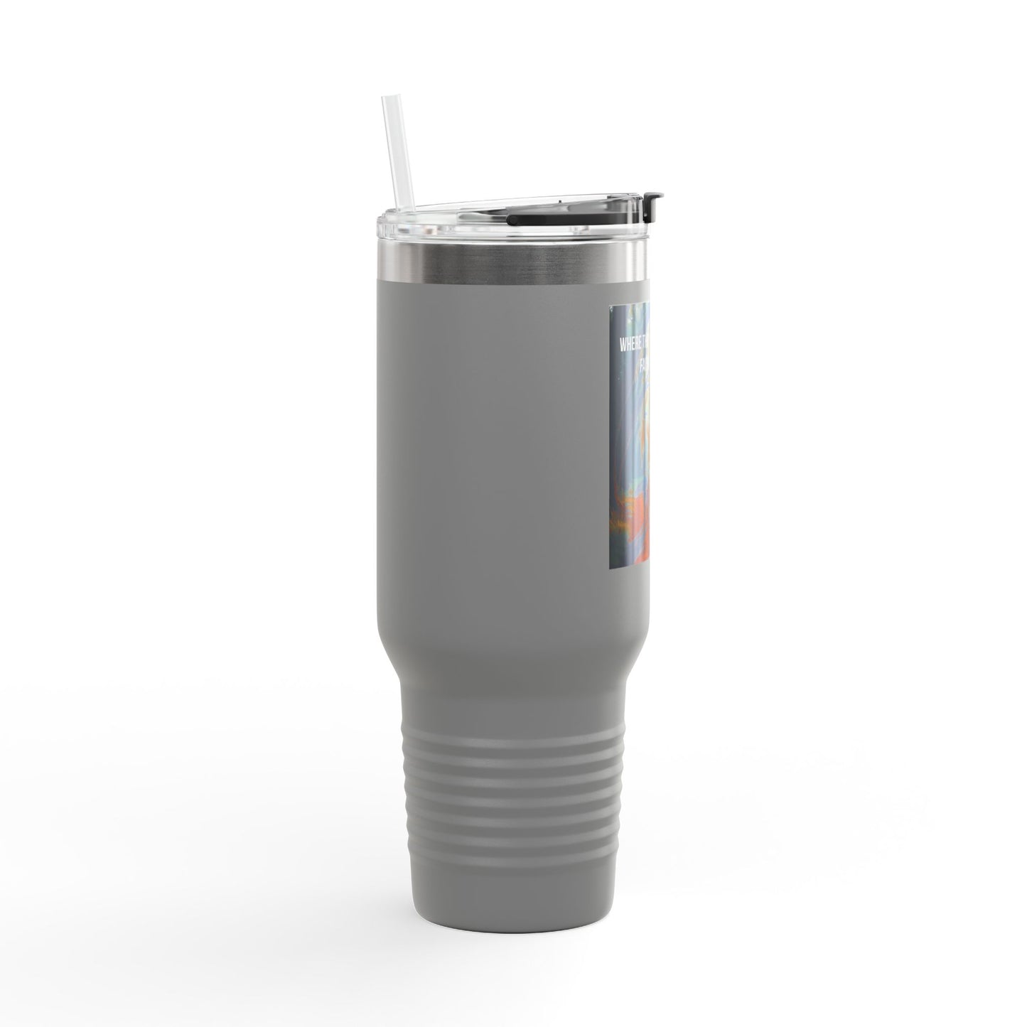 40oz Insulated Travel Mug — Tropical Sunset Faith Design