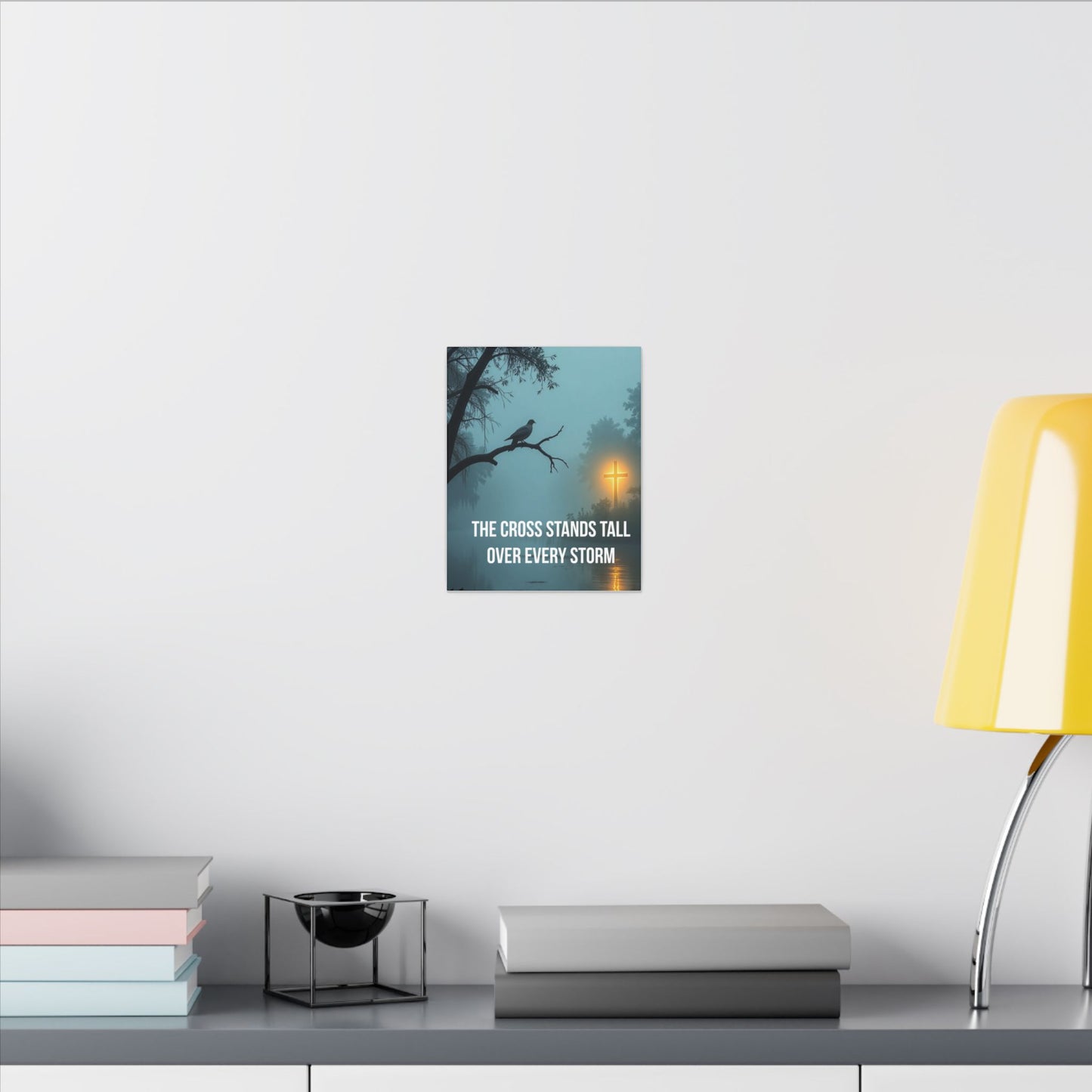 Faith Canvas Wall Art – "The Cross Stands Tall Over Every Storm" Matte Stretched Canvas