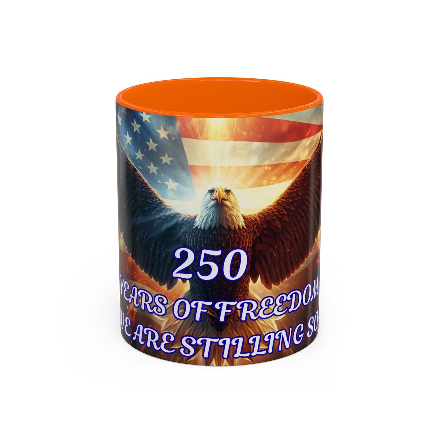 Patriotic Eagle Coffee Mug – "250 Years of Freedom" Accent 11/15oz