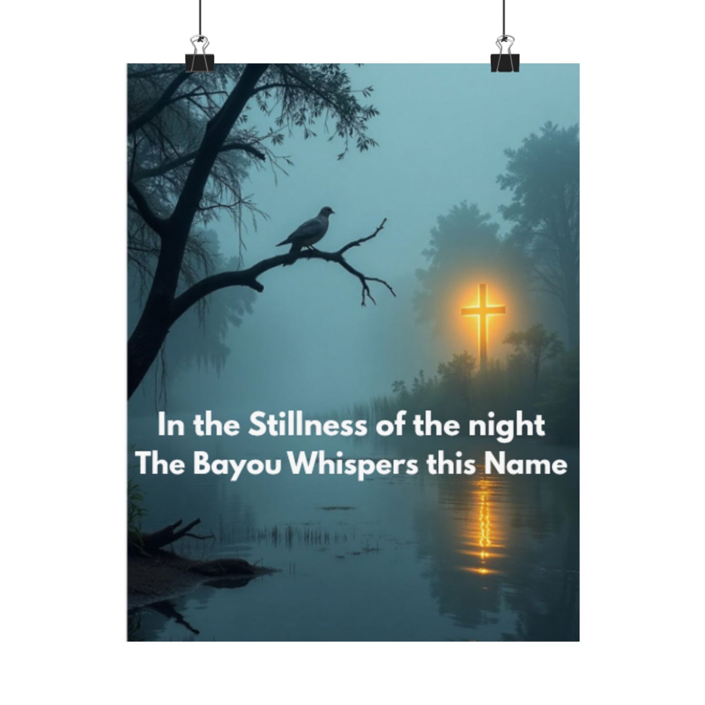 Satin Poster – "In the Stillness of the Night" Bayou Cross Wall Art