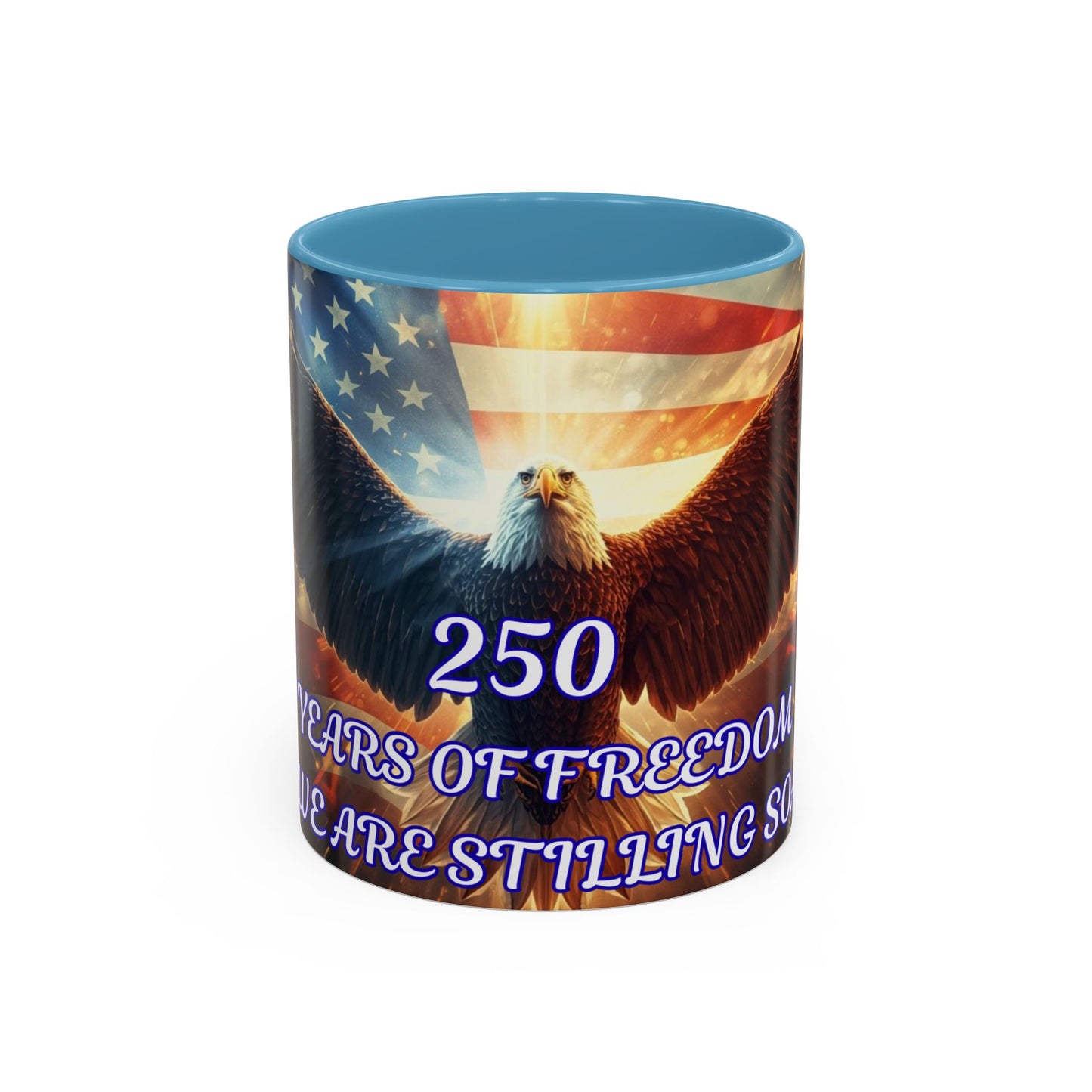Patriotic Eagle Coffee Mug – "250 Years of Freedom" Accent 11/15oz