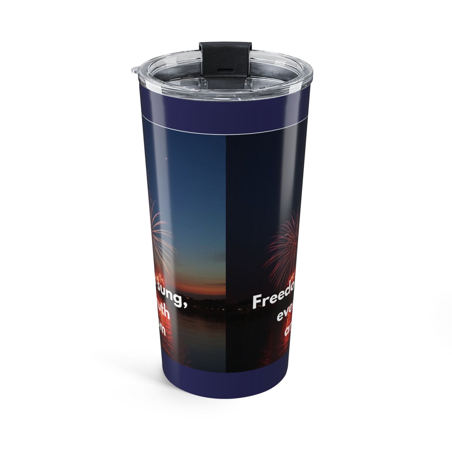 Fireworks 20oz Tumbler — Inspirational "Freedom" Quote Travel Mug