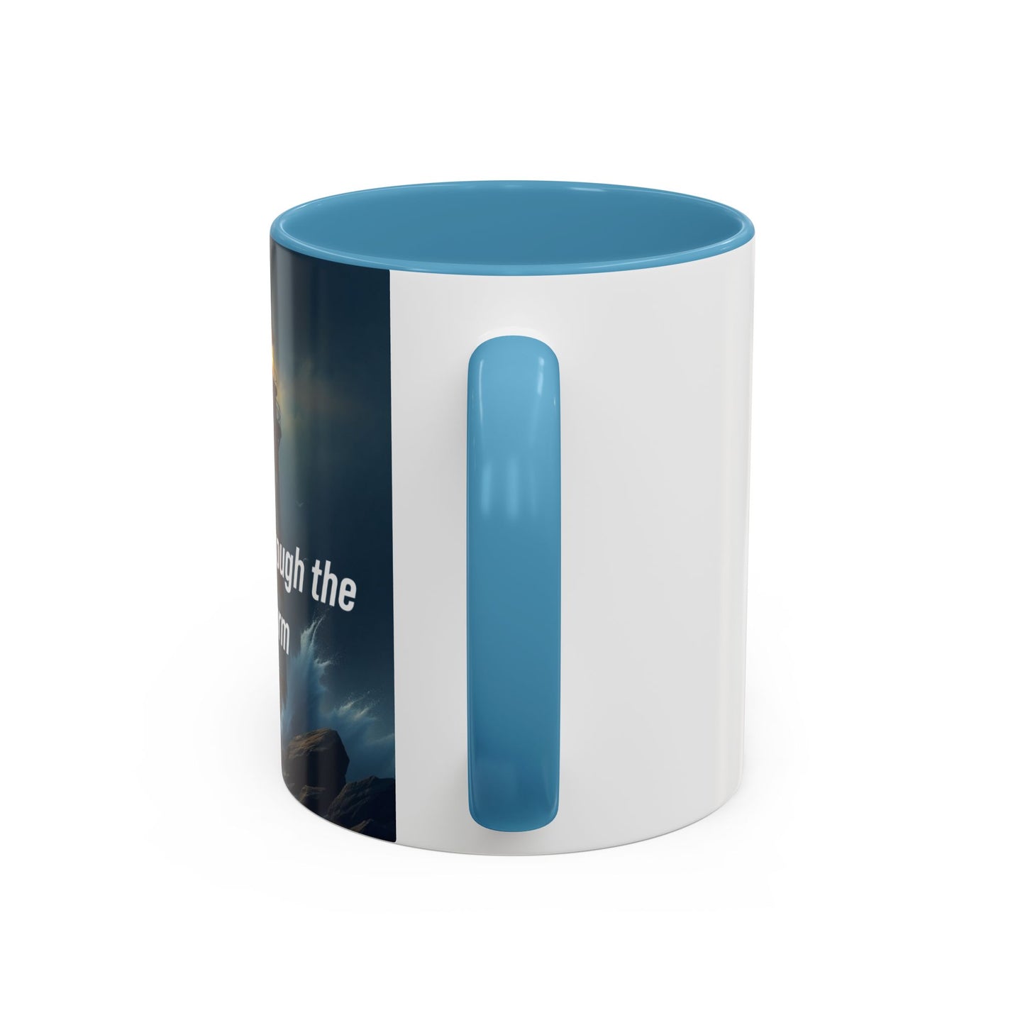 Faith Through the Storm Lighthouse Coffee Mug - Inspirational Ceramic Accent Mug