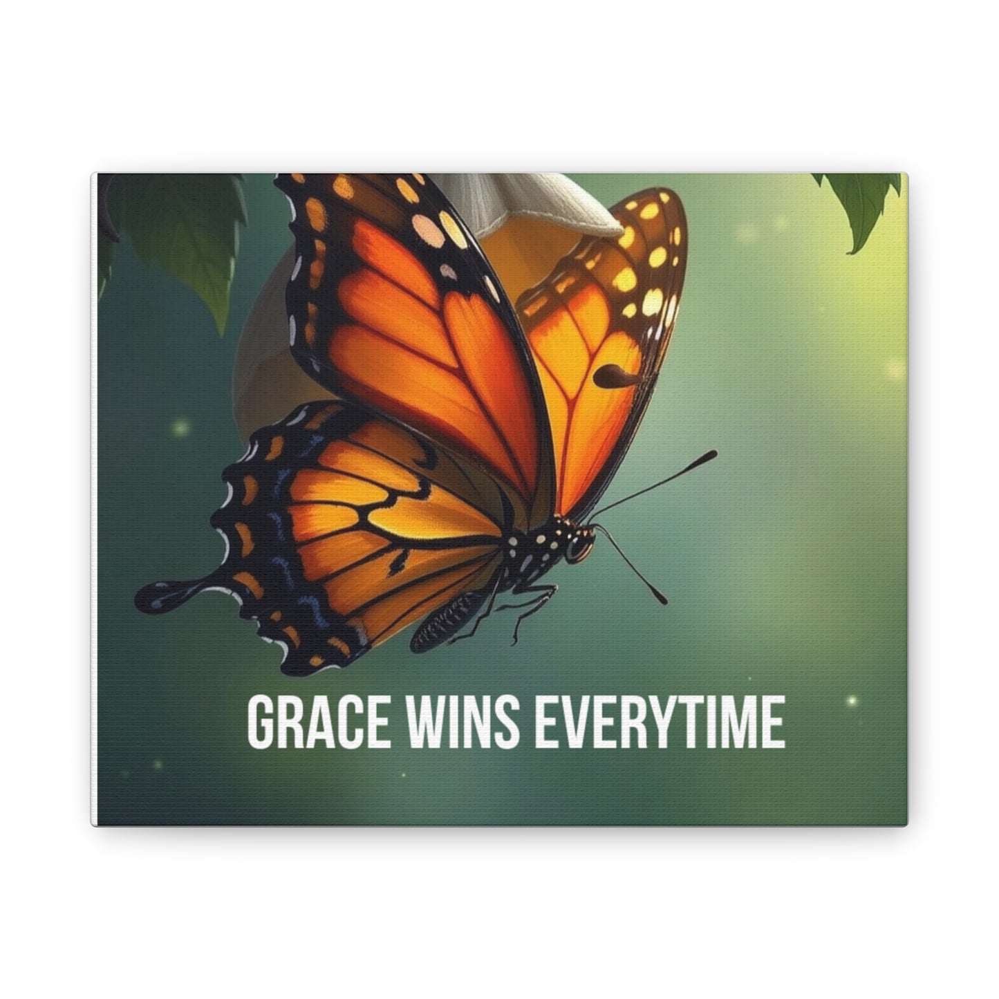 Canvas Print - 'Grace Wins Everytime' Monarch Butterfly Wall Art