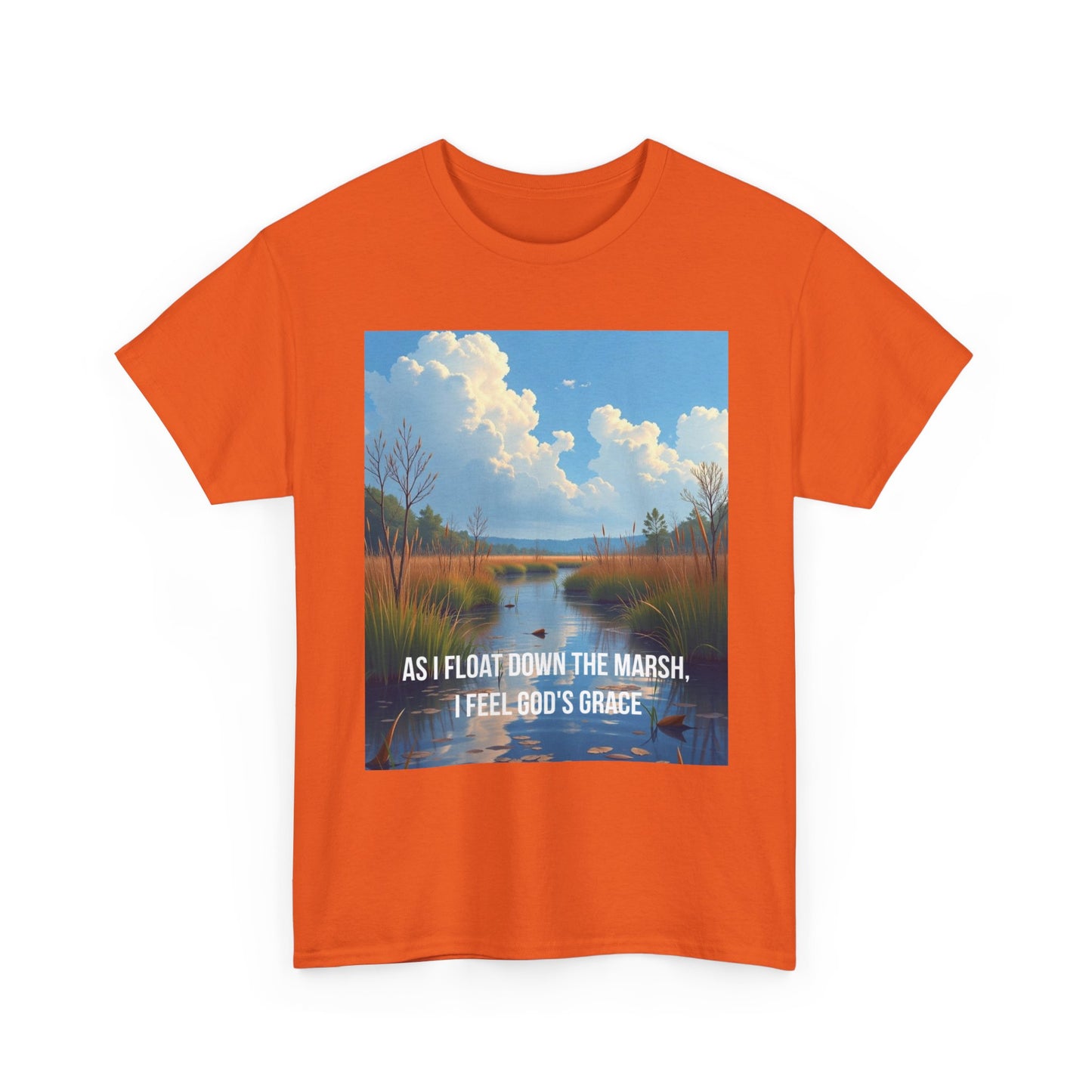 Marsh Landscape Tee — "As I Float Down the Marsh, I Feel God’s Grace"