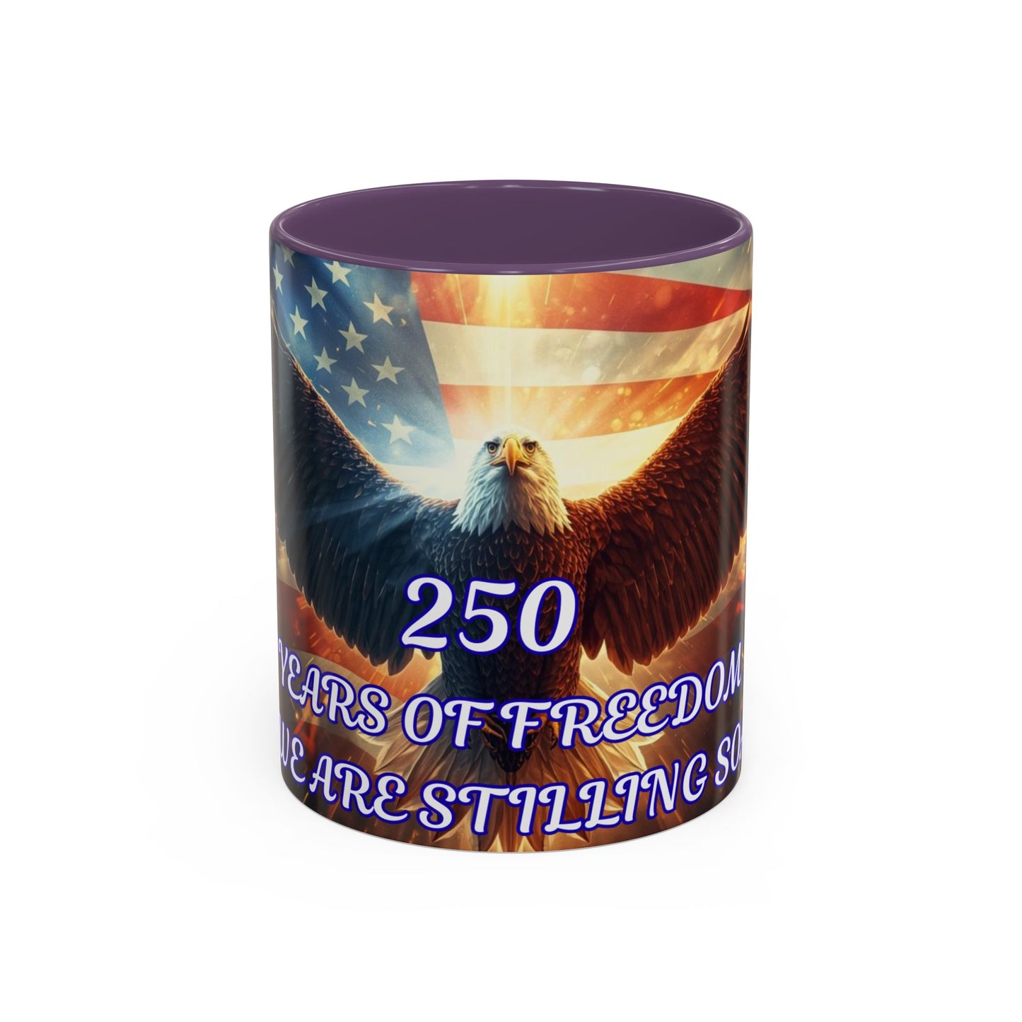 Patriotic Eagle Coffee Mug – "250 Years of Freedom" Accent 11/15oz