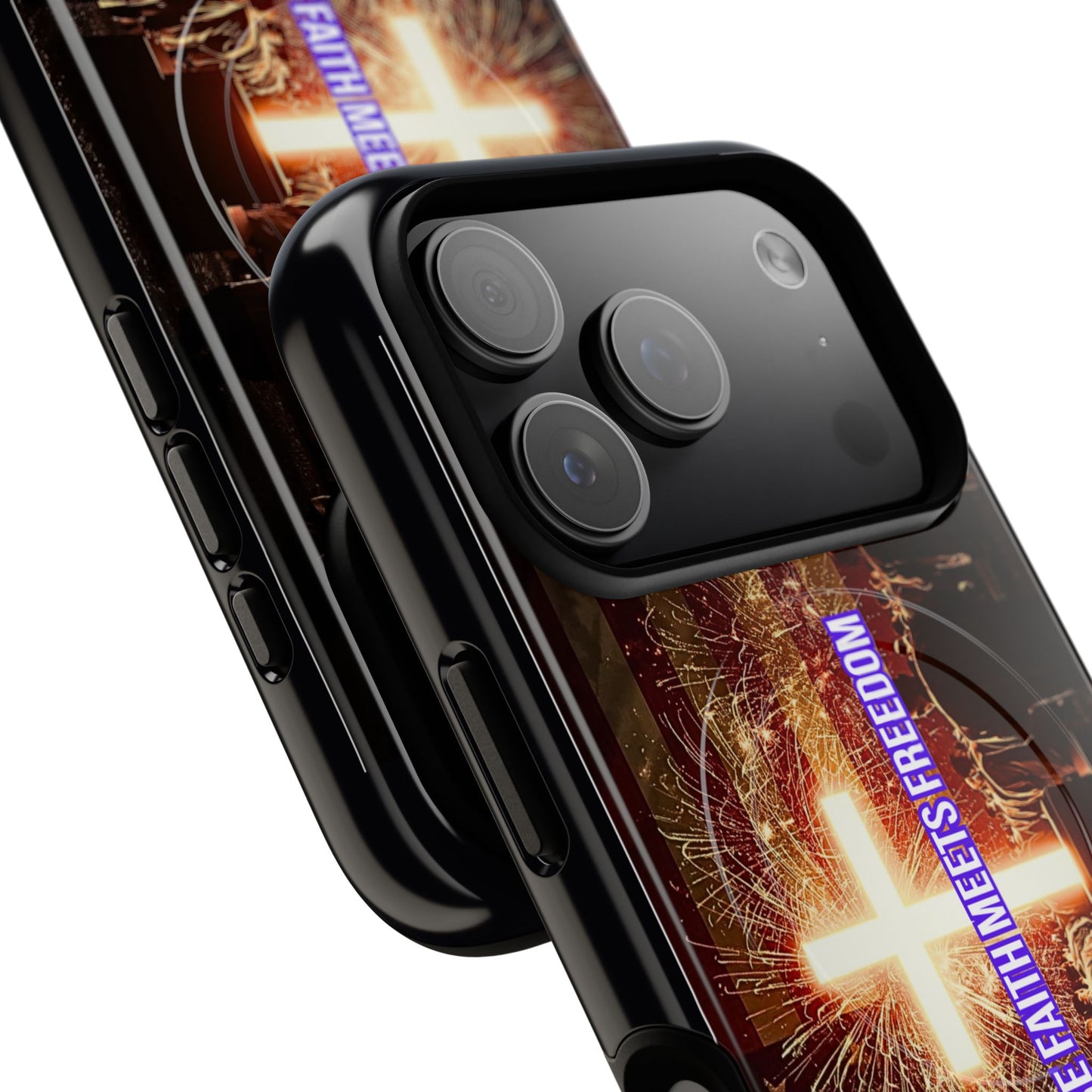 Christian Cross Phone Case - "Where Faith Meets Freedom" Tough Magnetic Case