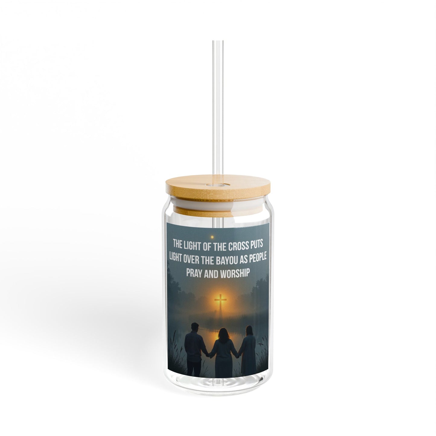 Christian Sipper Glass 16oz – "The Light of the Cross" Inspirational Prayer Tumbler