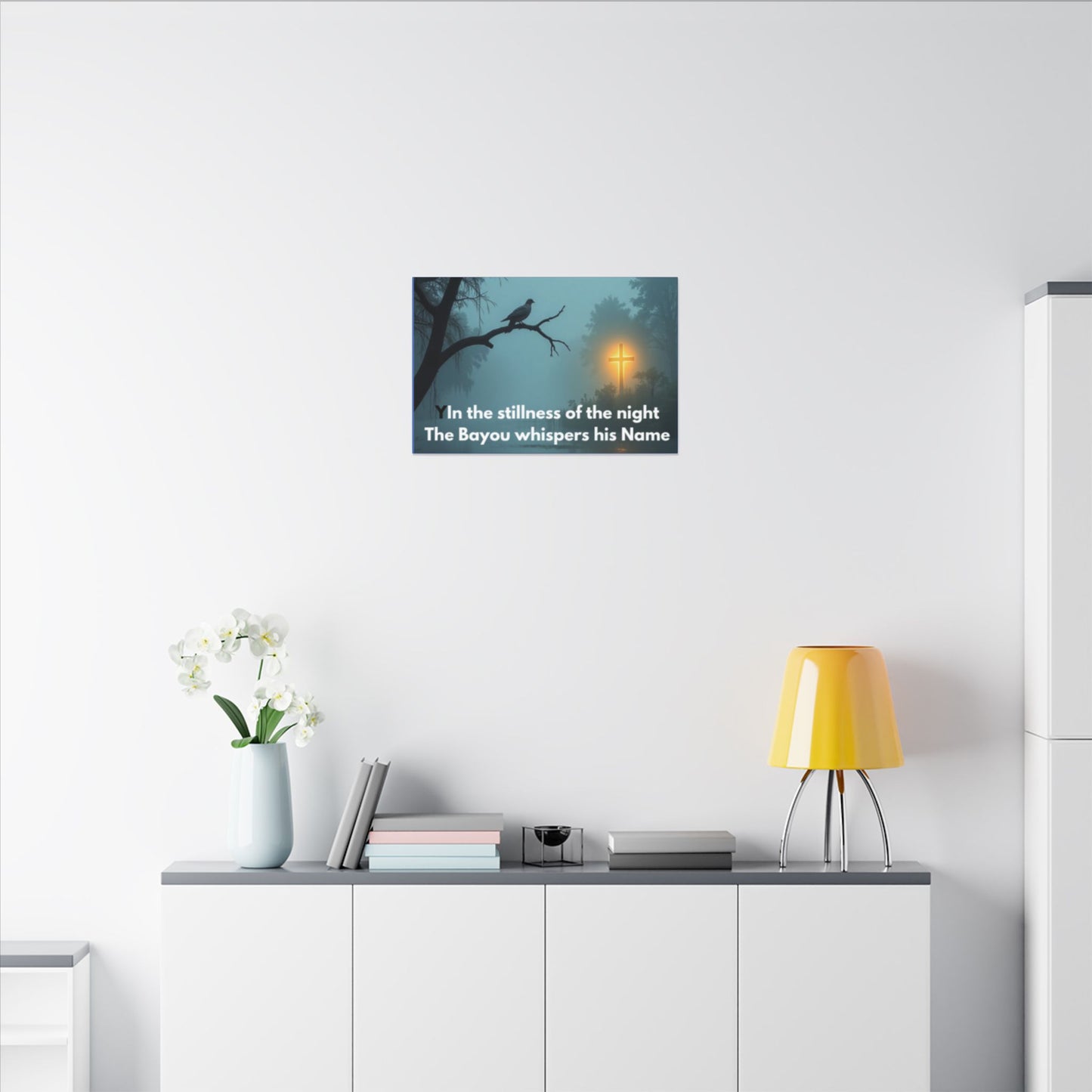 Religious Canvas Wall Art — "In the stillness of the night The Bayou whispers his Name"