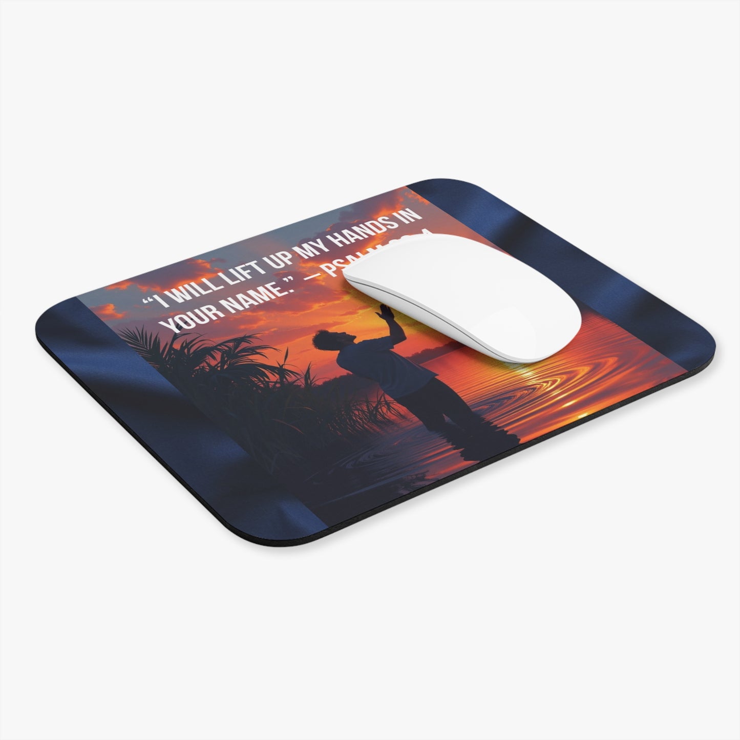 Psalm 63:4 Mouse Pad — Sunset Worship Desk Mat