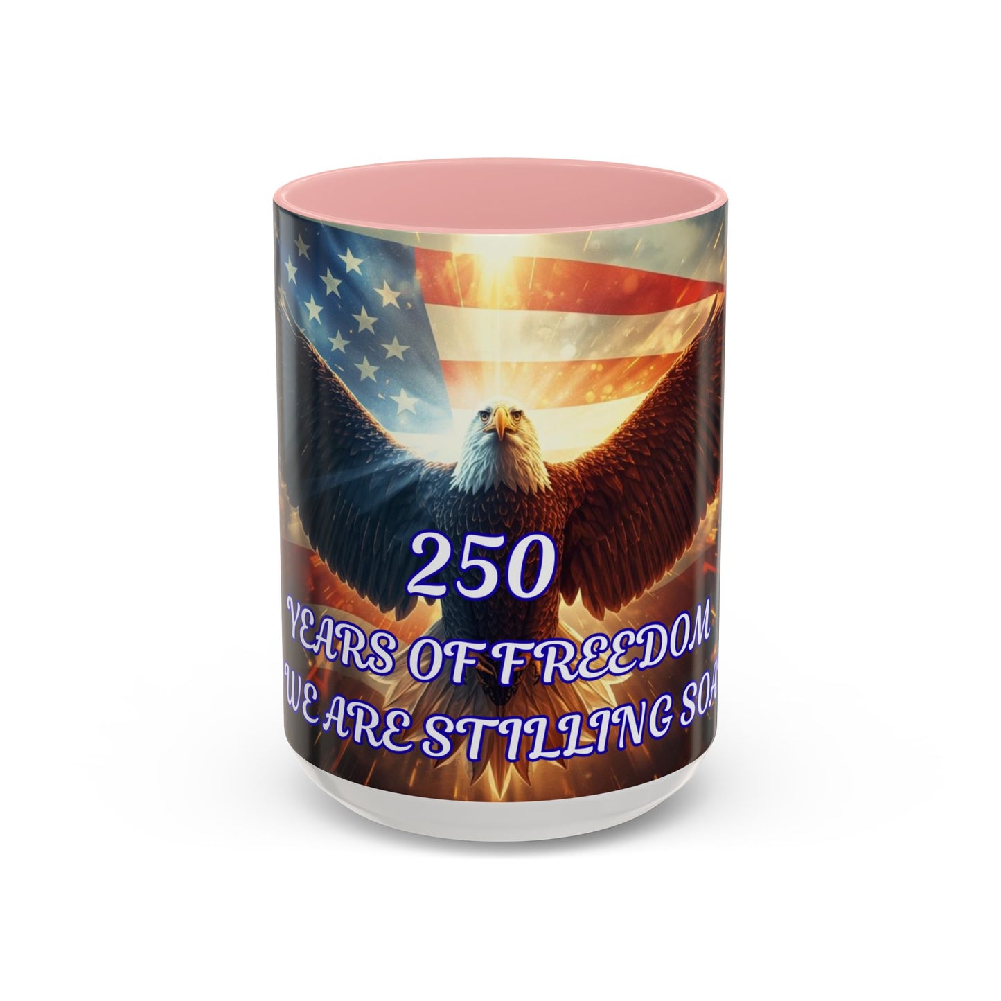 Patriotic Eagle Coffee Mug – "250 Years of Freedom" Accent 11/15oz