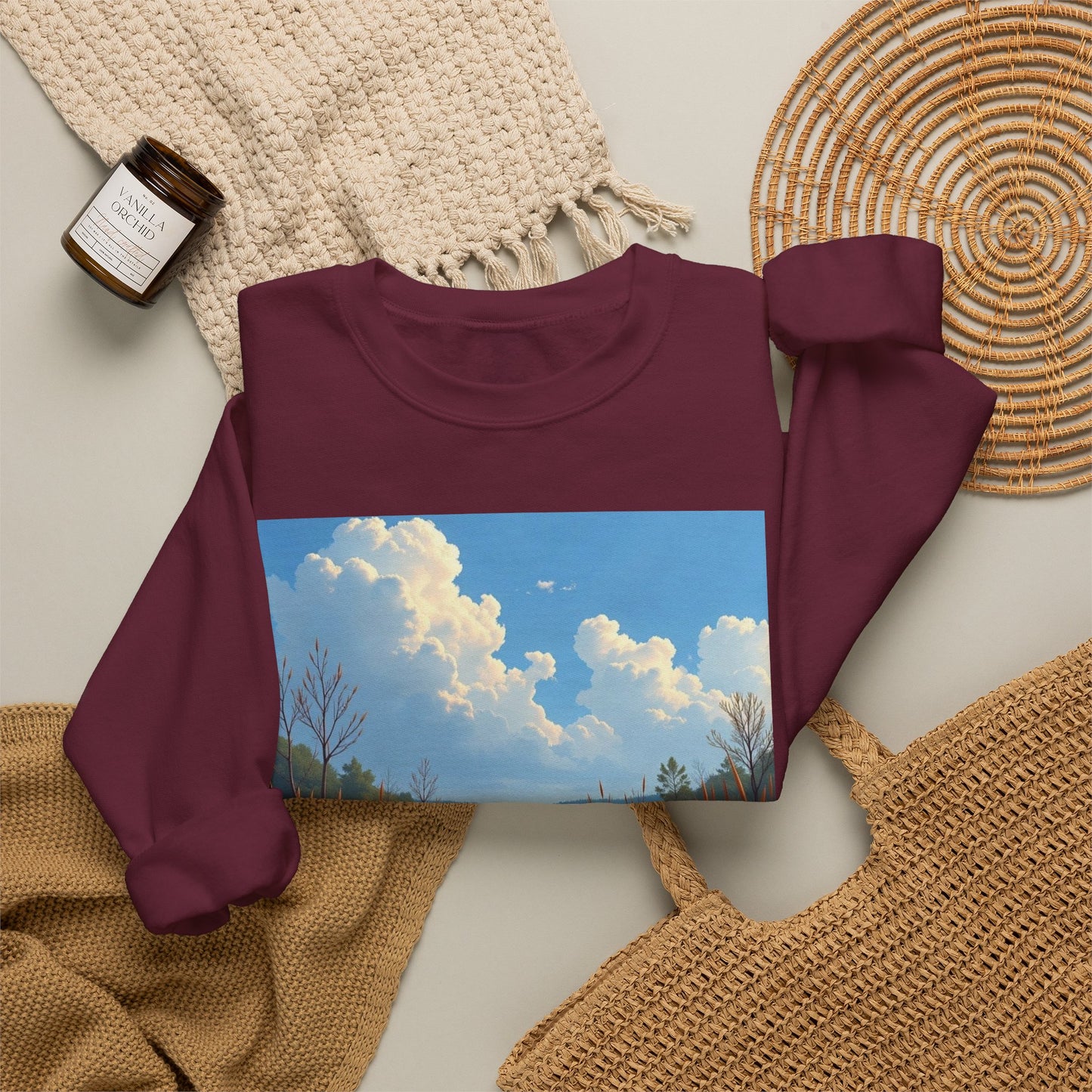 Sweatshirt — Marsh Scene with Lyrics "As I Float Down the Marsh, I Feel God's Grace"