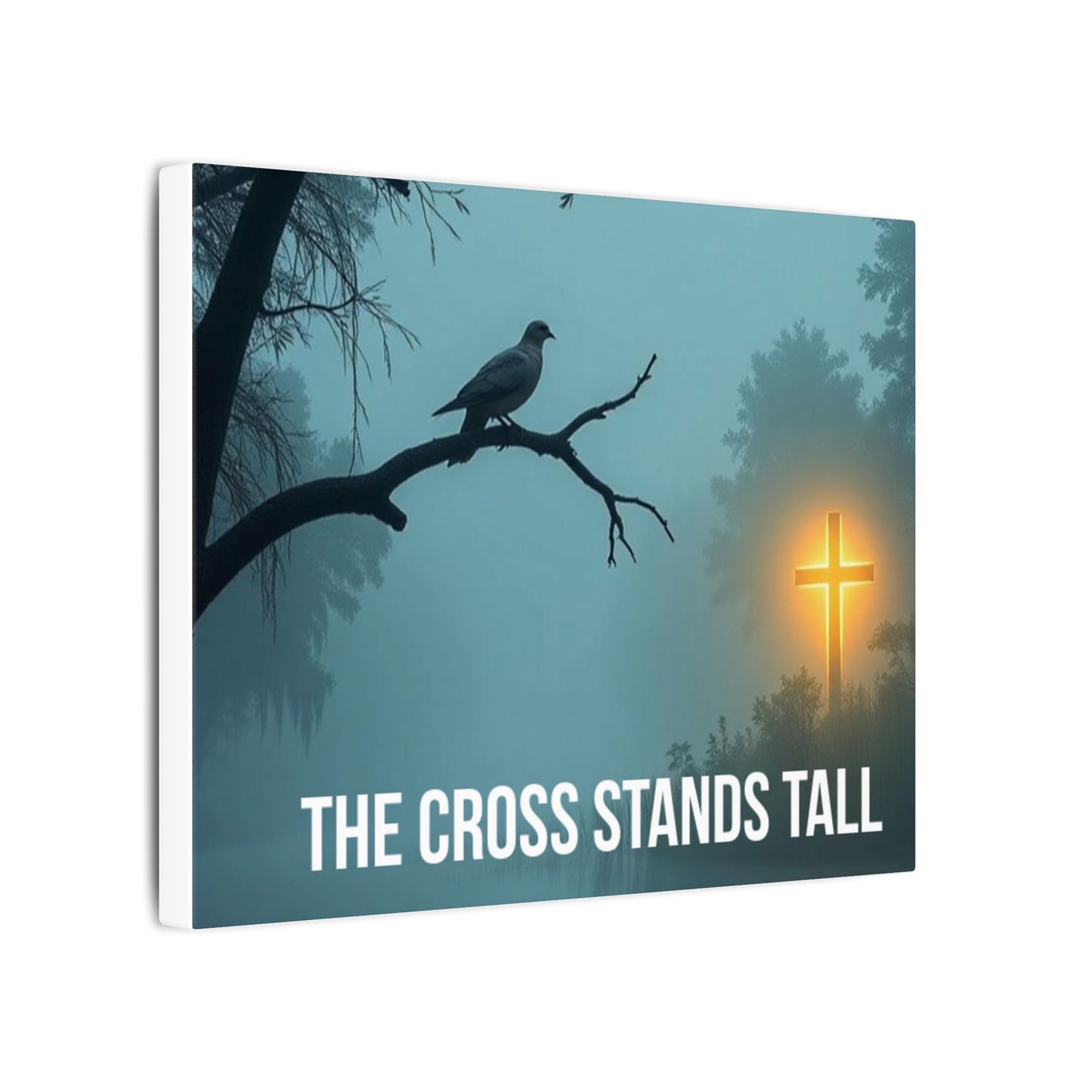 Faith Canvas Wall Art – "The Cross Stands Tall Over Every Storm" Matte Stretched Canvas
