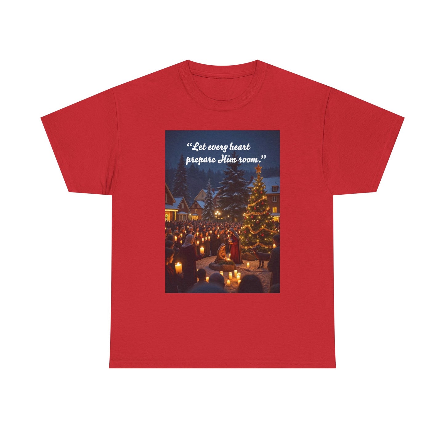 Christmas Spirit Heavy Cotton Tee, Holiday Shirt, Unisex Tee, Gift for Him/Her, Family Gathering Outfit, Religious Celebration Apparel