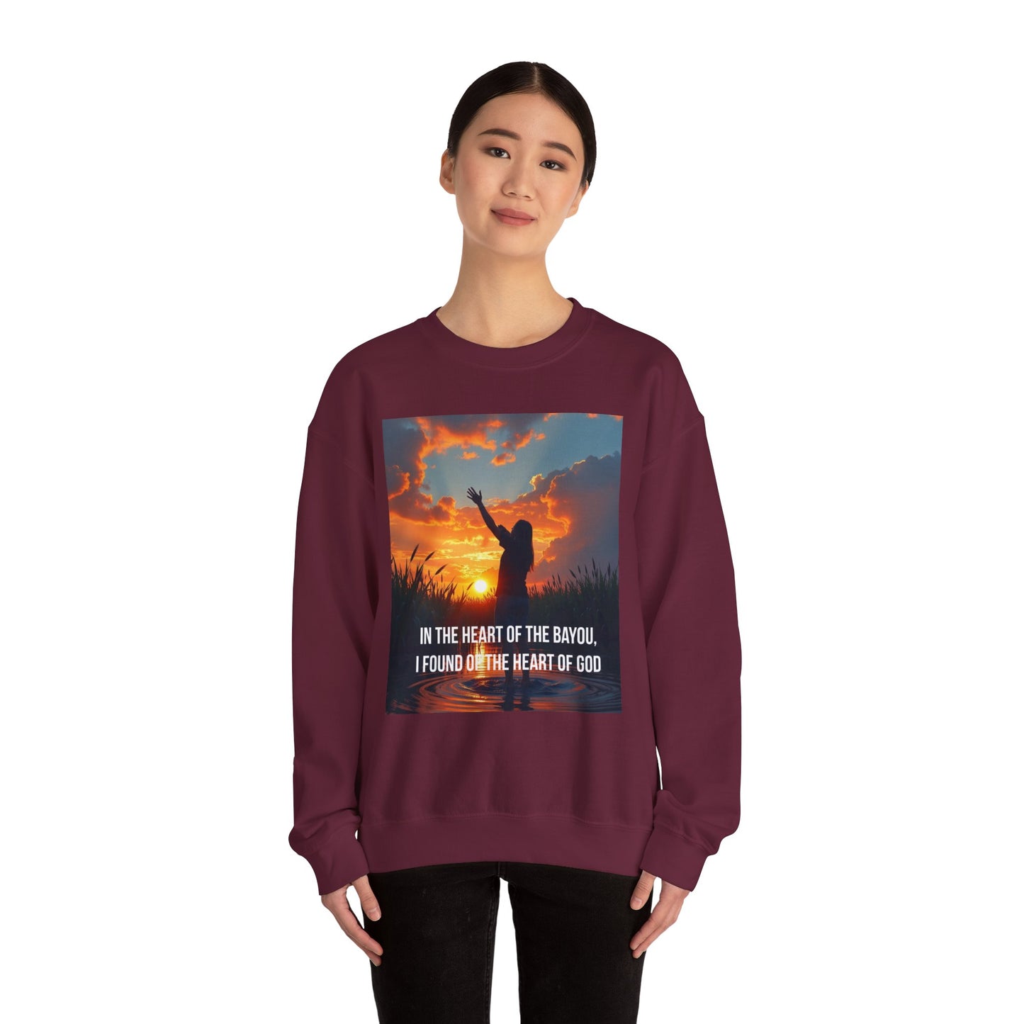 Christian Crewneck Sweatshirt — "In the Heart of the Bayou, I Found the Heart of God"