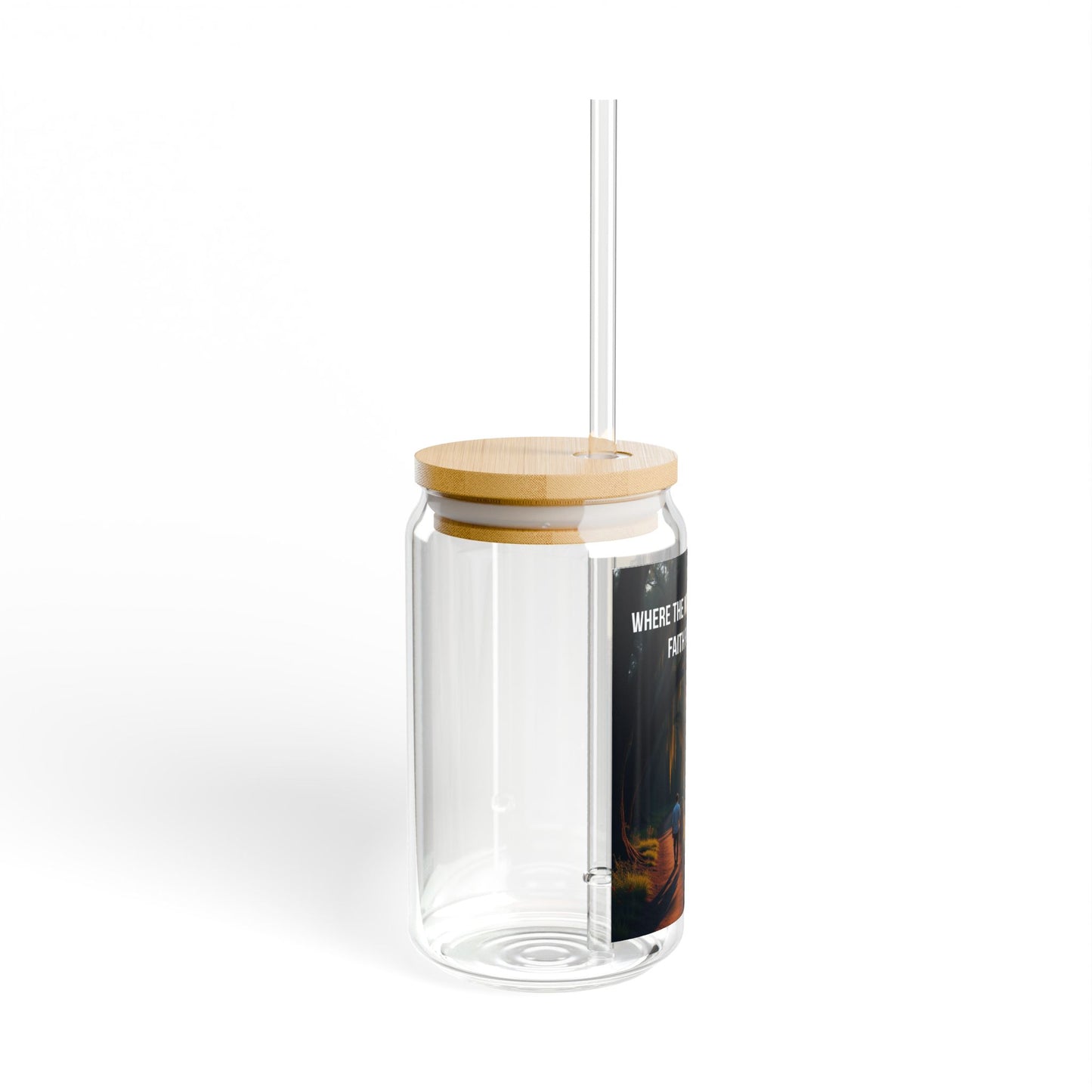 16oz Inspirational Sipper Glass with Bamboo Lid — 'Where the Moss Hangs Low, Faith Rises High'