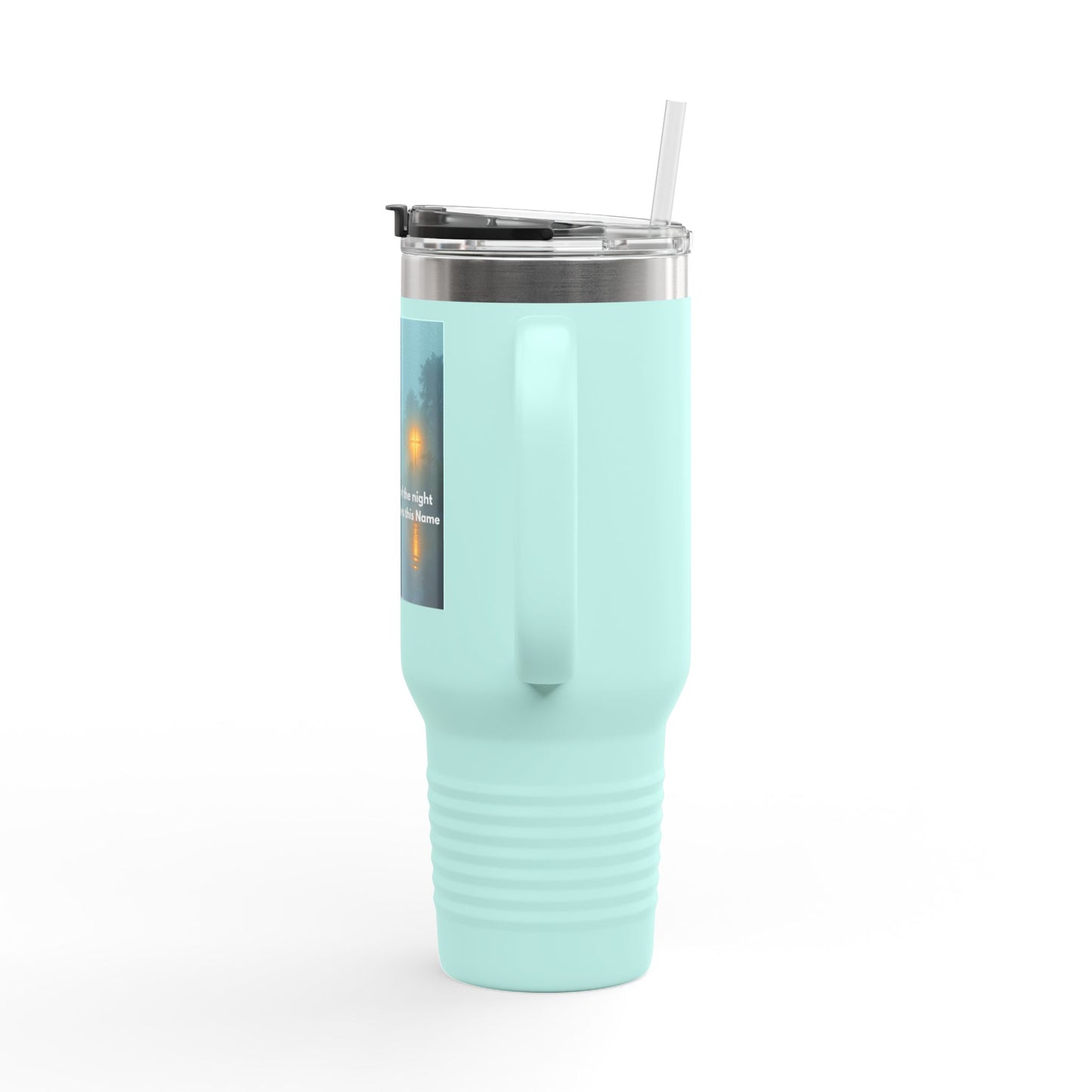 40oz Insulated Travel Mug — Moody Forest Nightscape with Quote