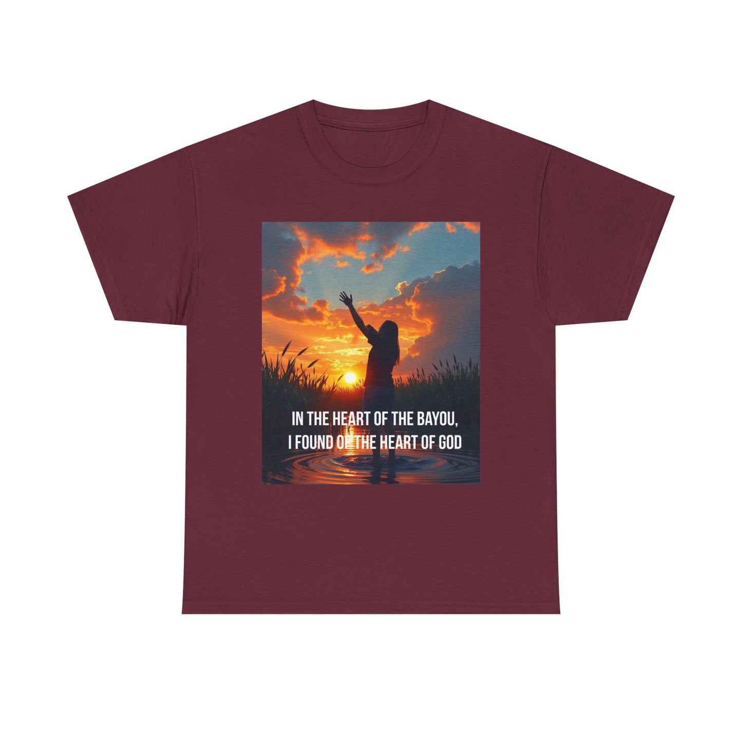 Bayou Sunrise Faith T-Shirt — "In the Heart of the Bayou, I Found the Heart of God" Christian Tee