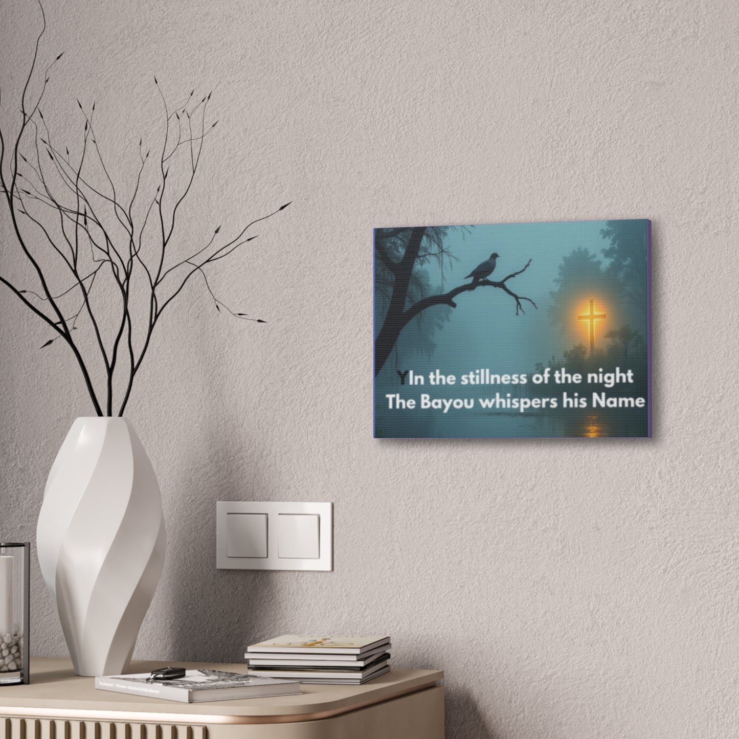 Bayou Night Canvas Wall Art — "In the stillness of the night the Bayou whispers his Name"
