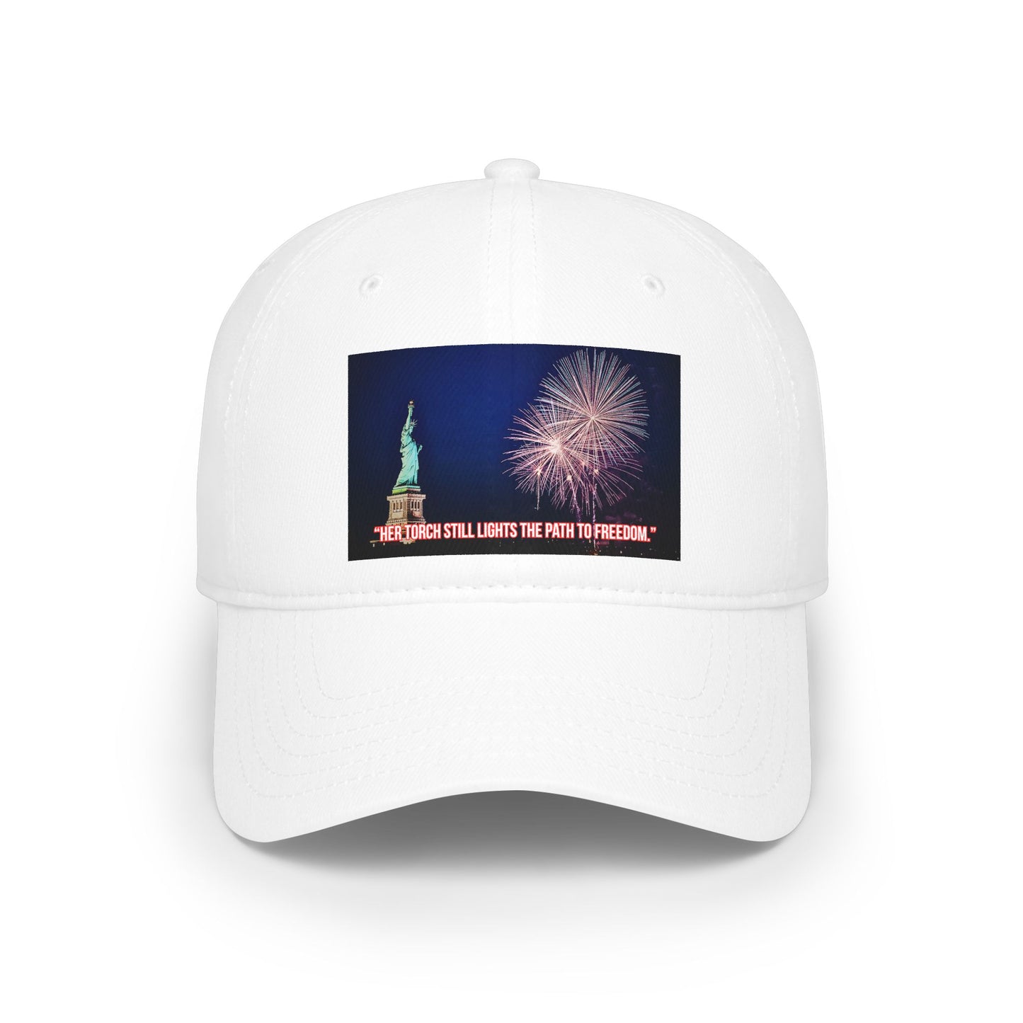Low Profile Baseball Cap — Statue of Liberty Fireworks Graphic (Protect Freedom)