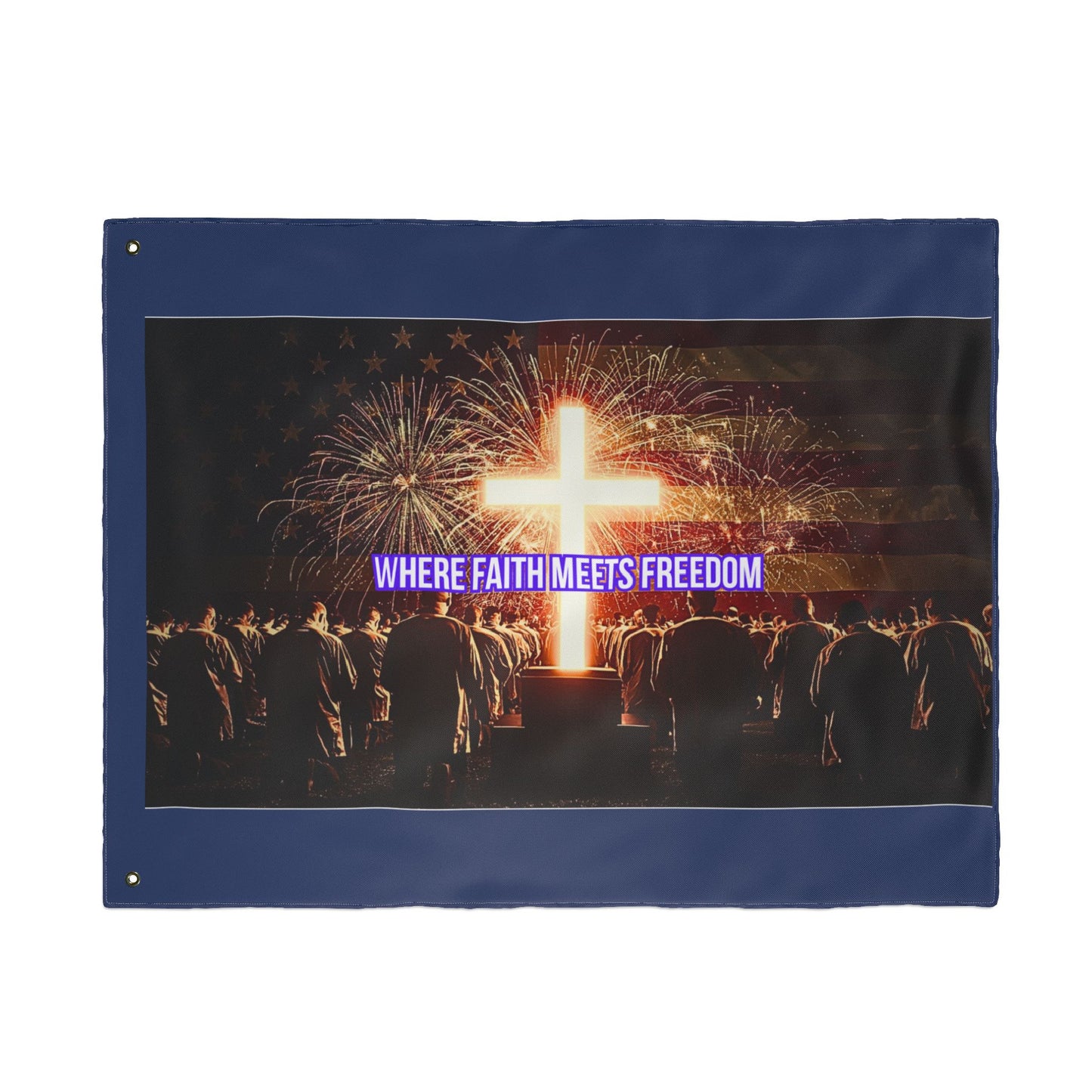 Christian Patriotic Flag – “Where Faith Meets Freedom” Double-Sided Outdoor Banner