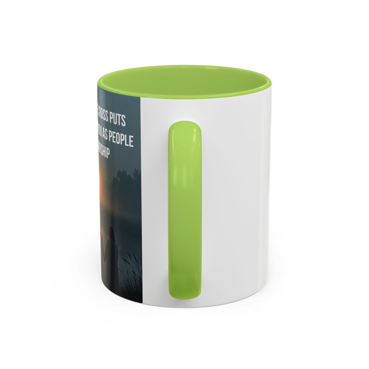 Christian Accent Coffee Mug — “The Light of the Cross” Inspirational Bible Verse Design