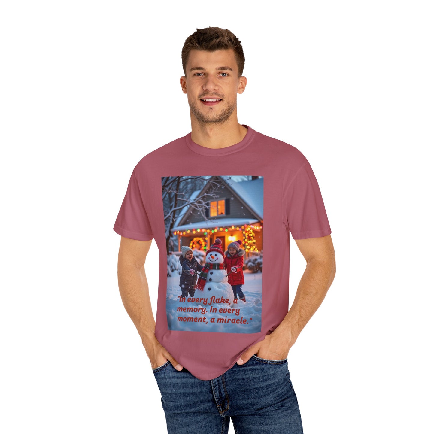 Holiday Memory T-shirt, Unisex Winter Tee, Snowman Shirt, Christmas Tee, Family Gathering Apparel, Winter Celebration Wear