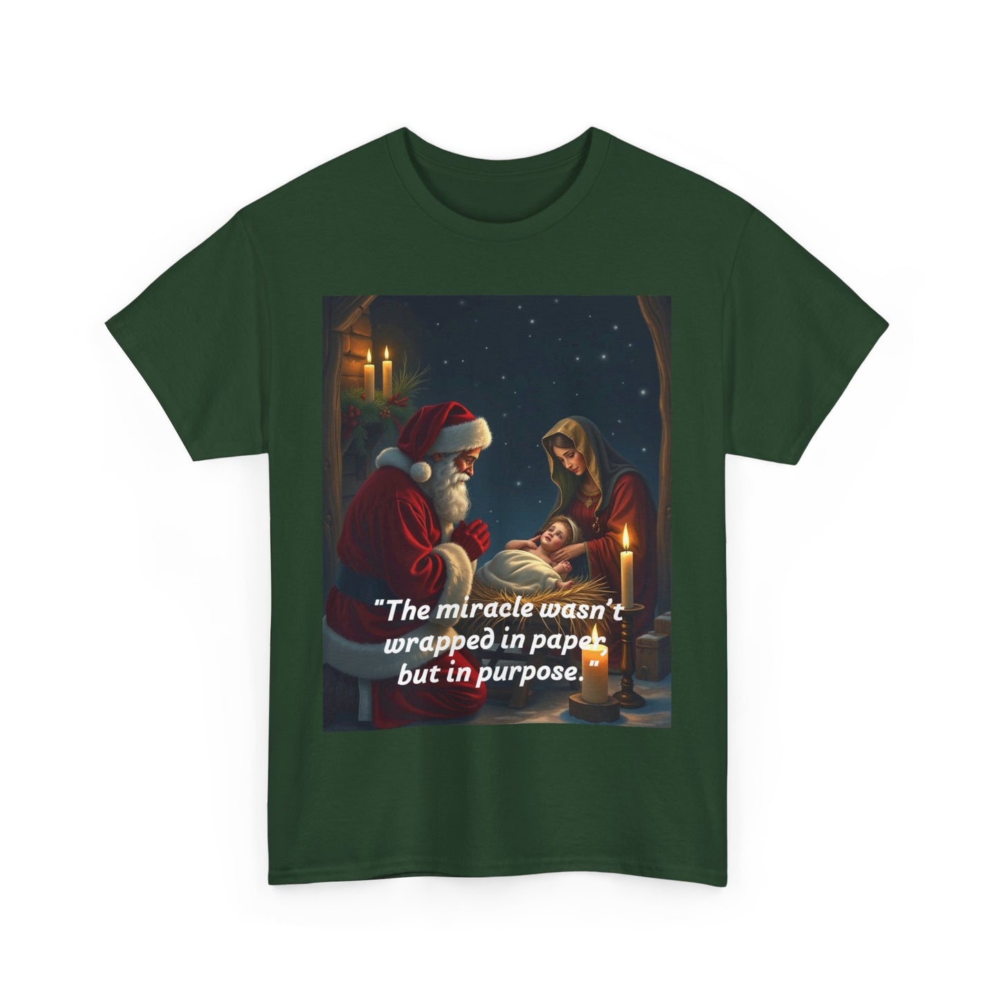 Christmas Inspirational Tee, Unisex Heavy Cotton Tee, Santa Shirt, Holiday Gift, Family Gathering, Faith-Based Apparel