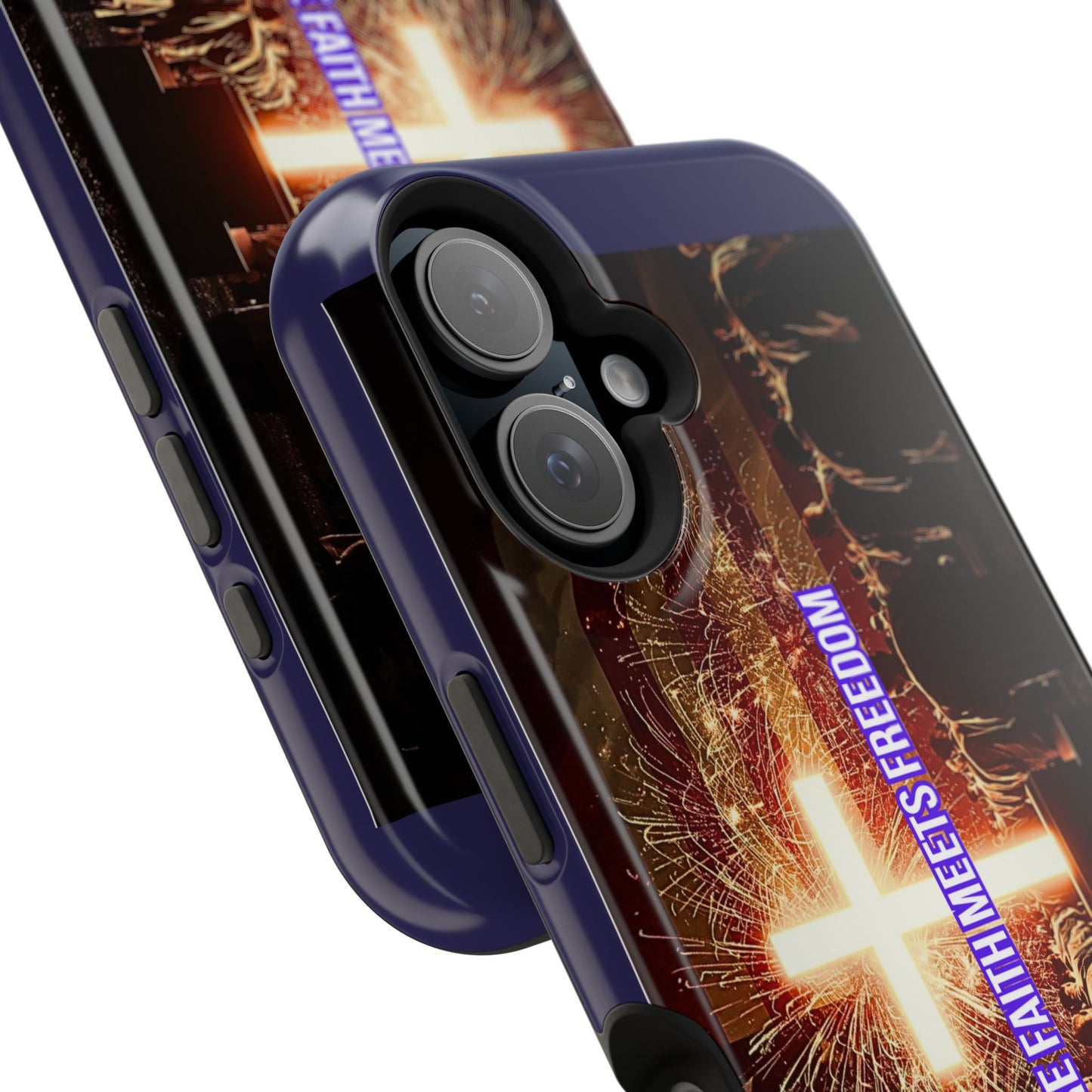 Christian Cross iPhone Case — “Where Faith Meets Freedom” Magnetic Impact-Resistant Phone Case