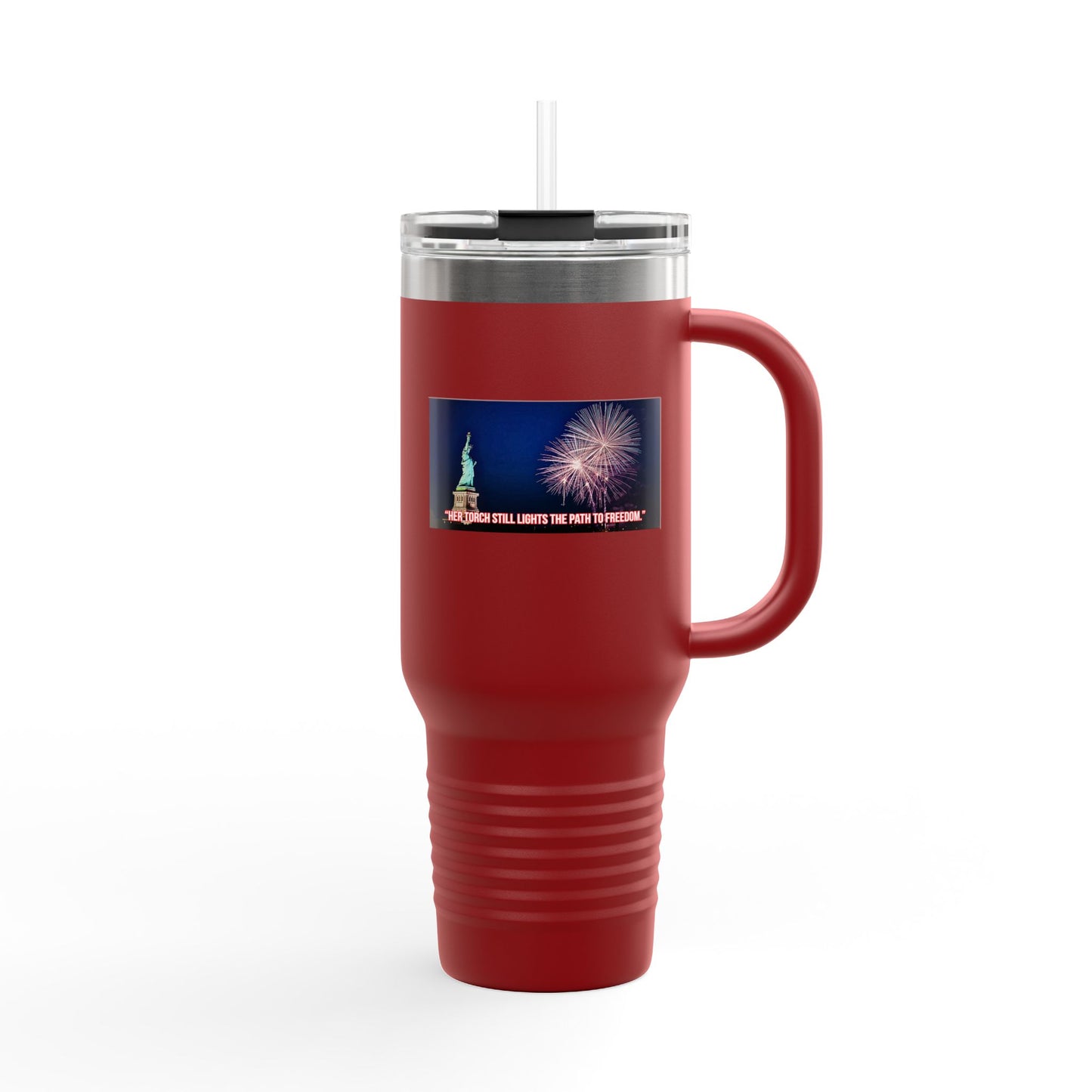 40oz Insulated Travel Mug — Statue of Liberty Fireworks Design