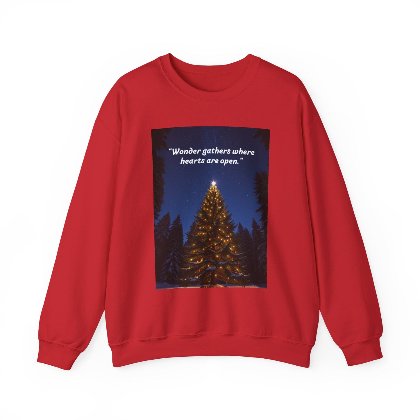 Cozy Holiday Crewneck Sweatshirt - "Wonder Gathers Where Hearts Are Open" - Perfect for Christmas, Gifts, Winter Wear, Casual Style   20