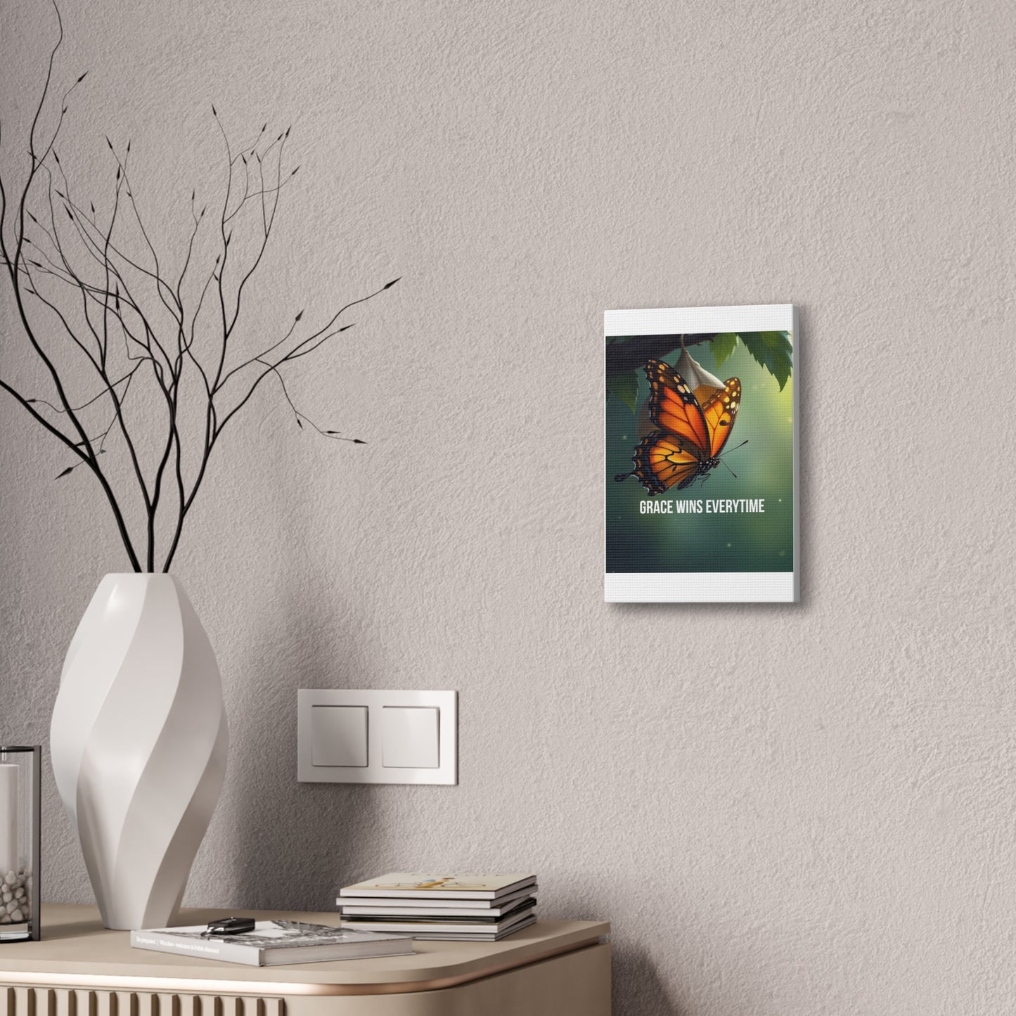 Canvas Print - 'Grace Wins Everytime' Monarch Butterfly Wall Art