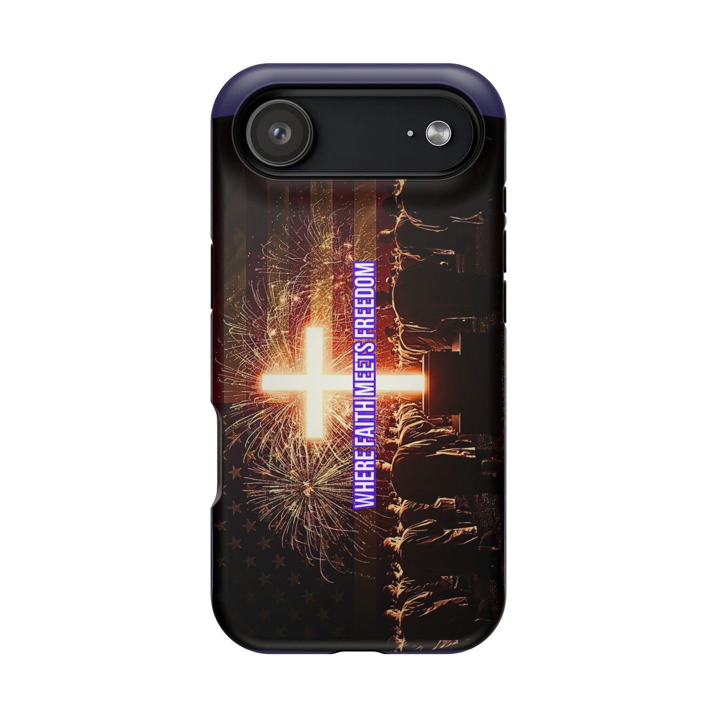 Christian Cross iPhone Case — “Where Faith Meets Freedom” Magnetic Impact-Resistant Phone Case