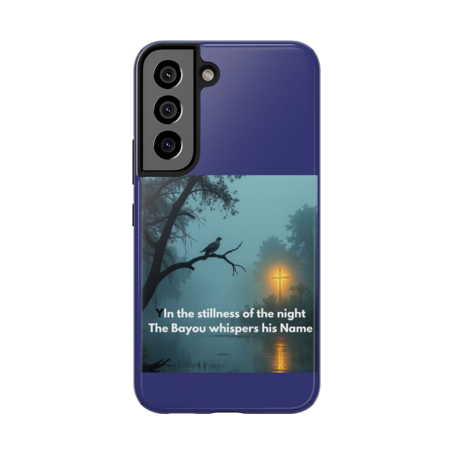 Tough Phone Case — 'In the stillness of the night the Bayou whispers his Name' Moody Bayou Cross Design