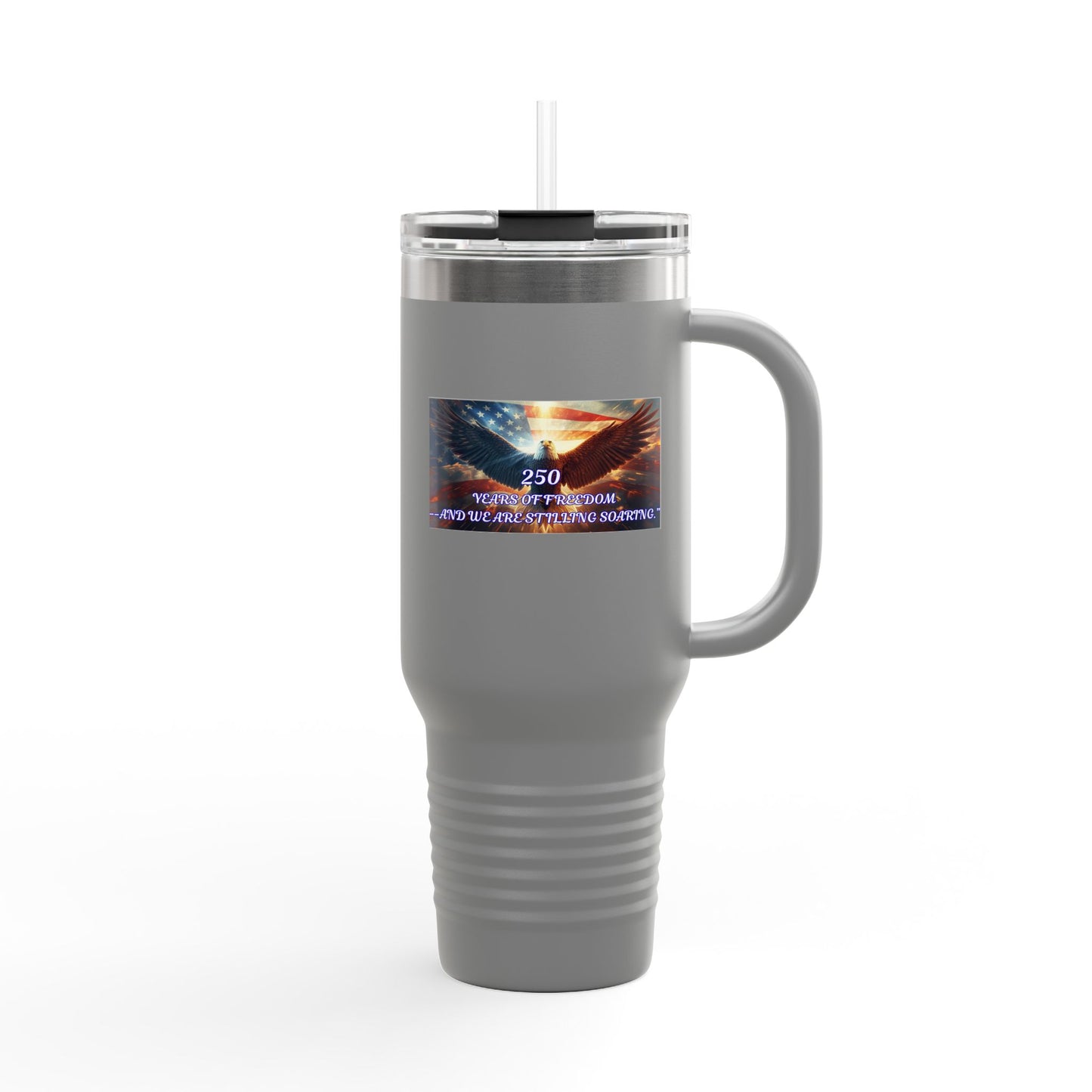 40oz Insulated Travel Mug — Patriotic Eagle Flag Design ("250")