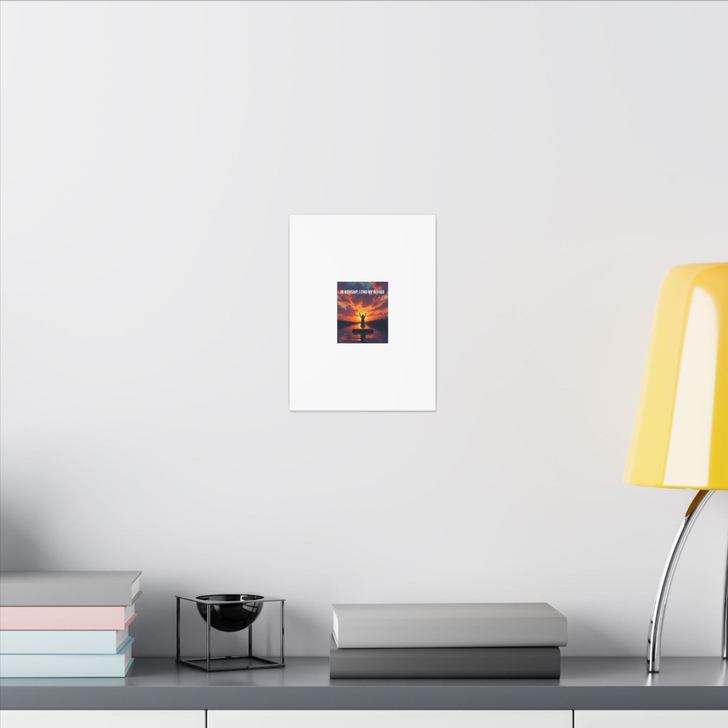 Worship Sunrise Canvas Art – "In Worship I Find My Refuge" Stretched Wall Canvas