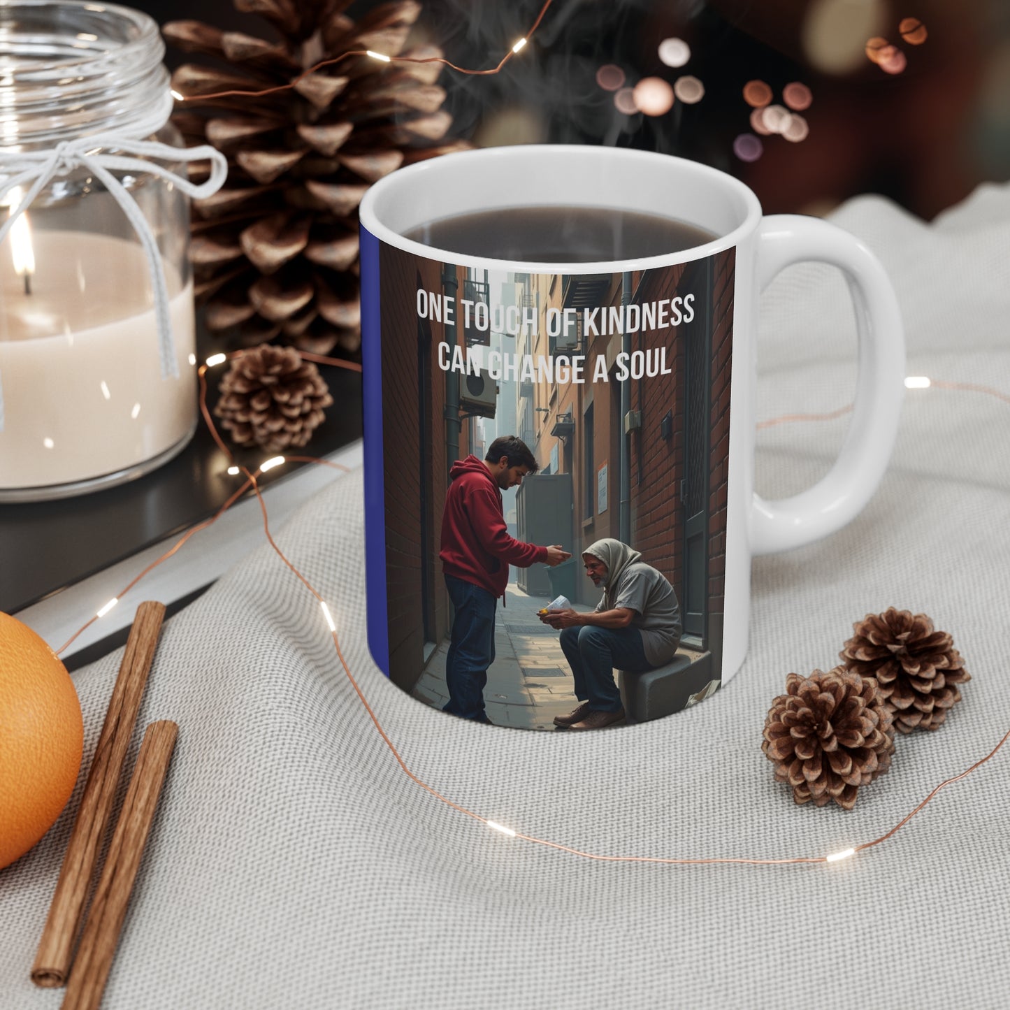 Ceramic Coffee Mug – Bold Navy Blue Accent (11oz & 15oz)