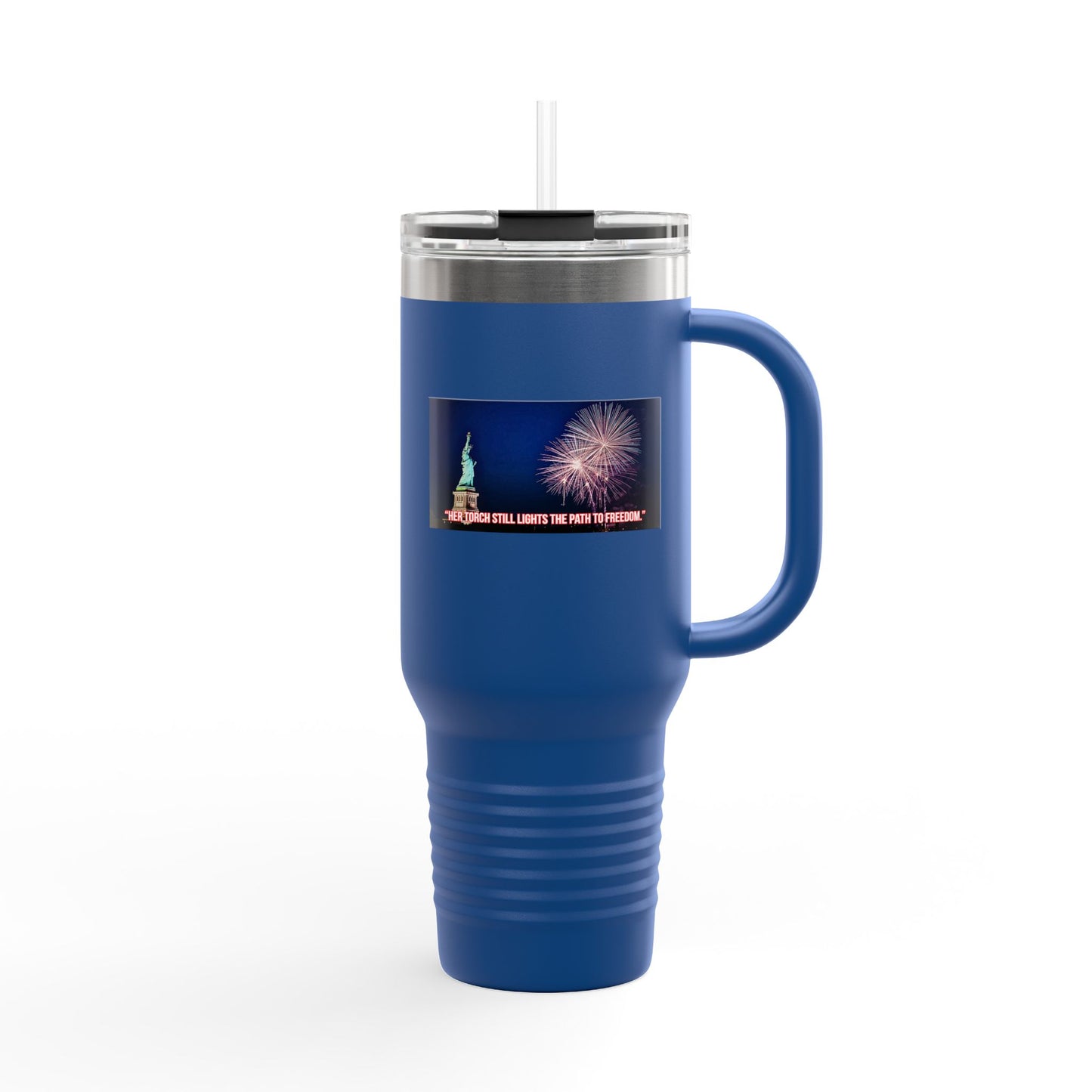 40oz Insulated Travel Mug — Statue of Liberty Fireworks Design
