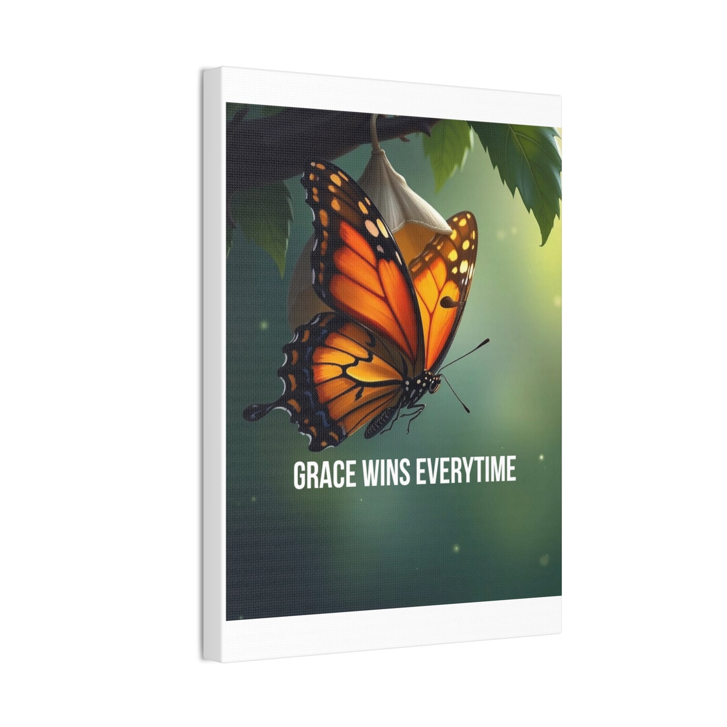 Canvas Print - 'Grace Wins Everytime' Monarch Butterfly Wall Art