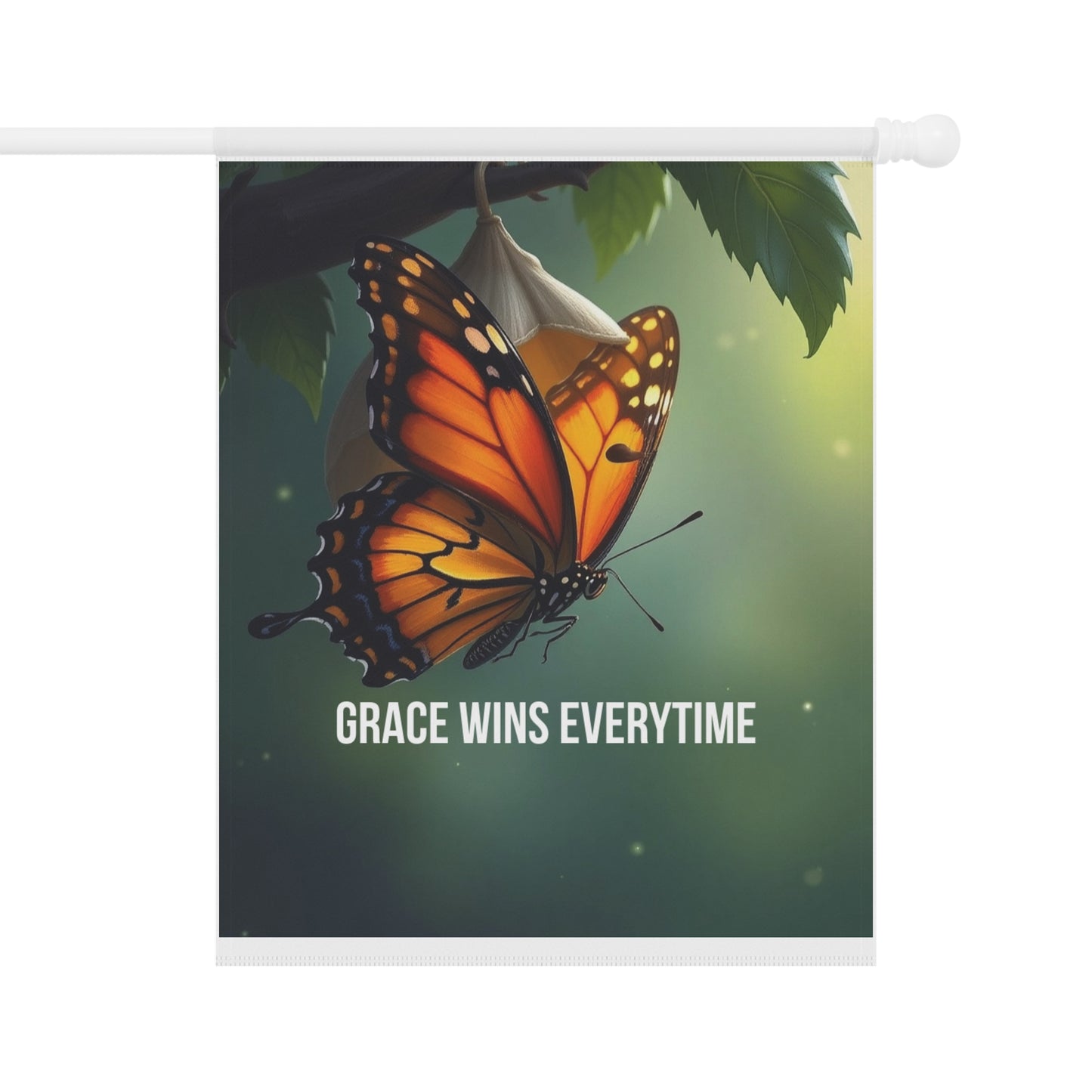 Butterfly Garden Banner — "Grace Wins Everytime" Decorative Yard Flag