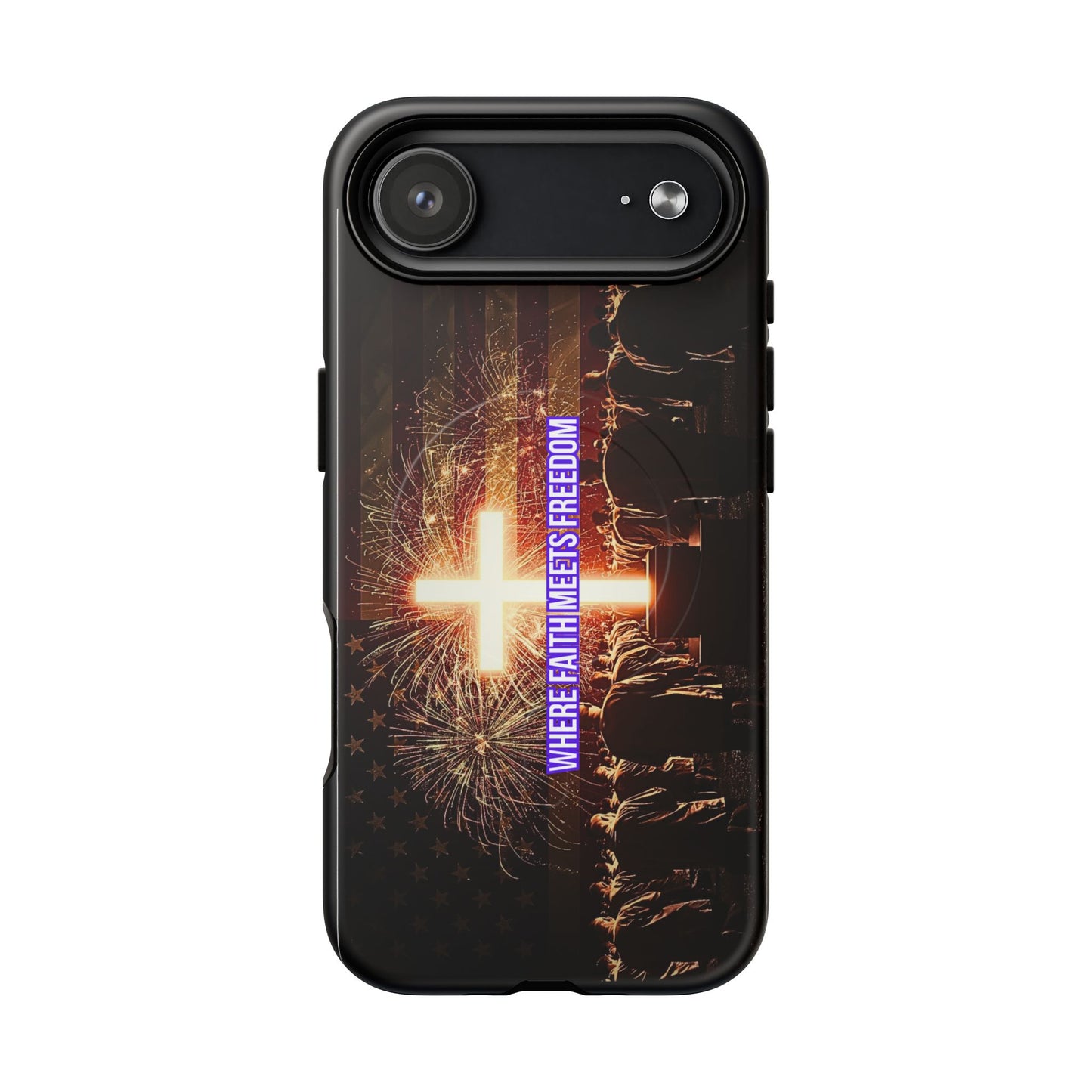 Christian Cross Phone Case - "Where Faith Meets Freedom" Tough Magnetic Case