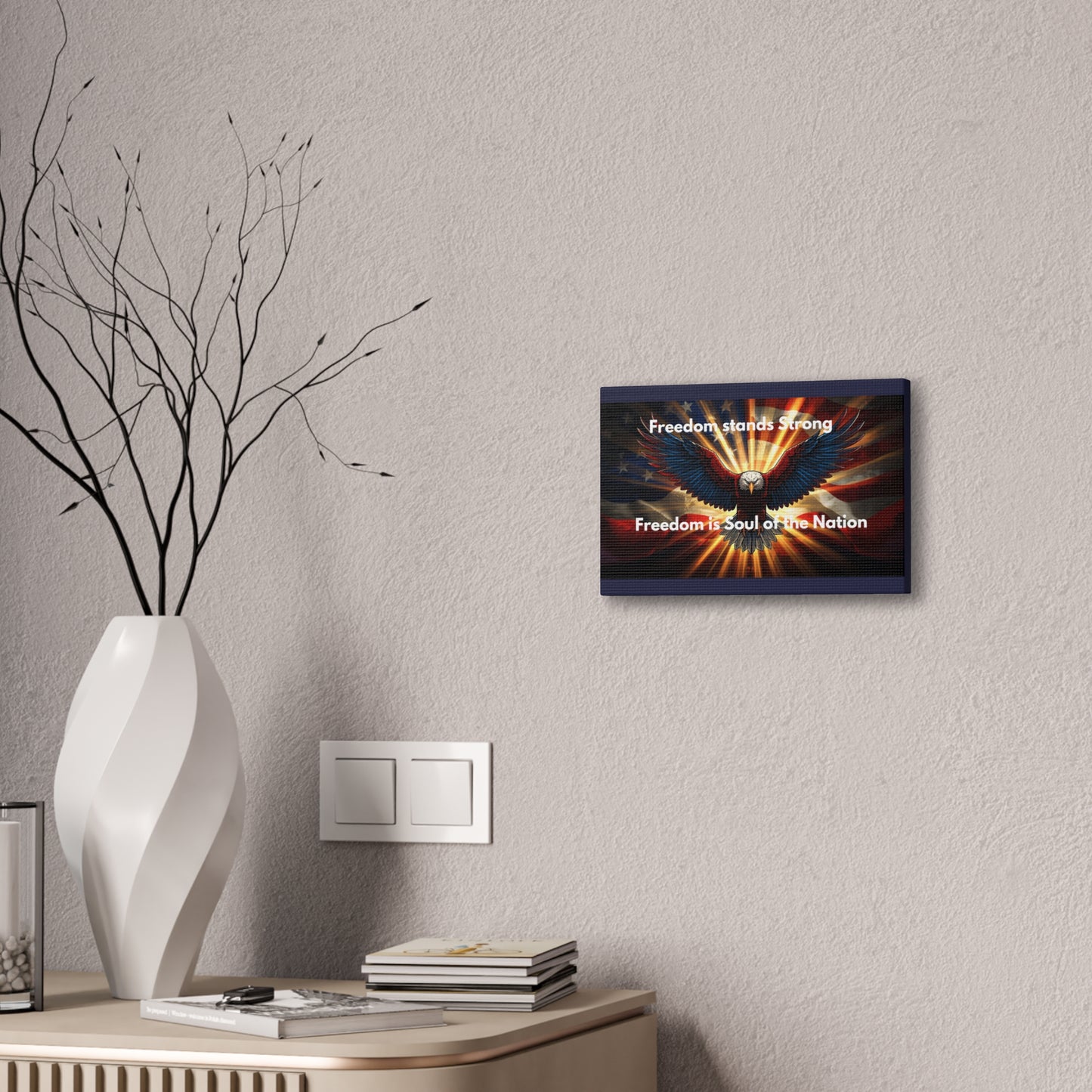 Patriotic Eagle Canvas Print – “Freedom Stands Strong” Wall Art