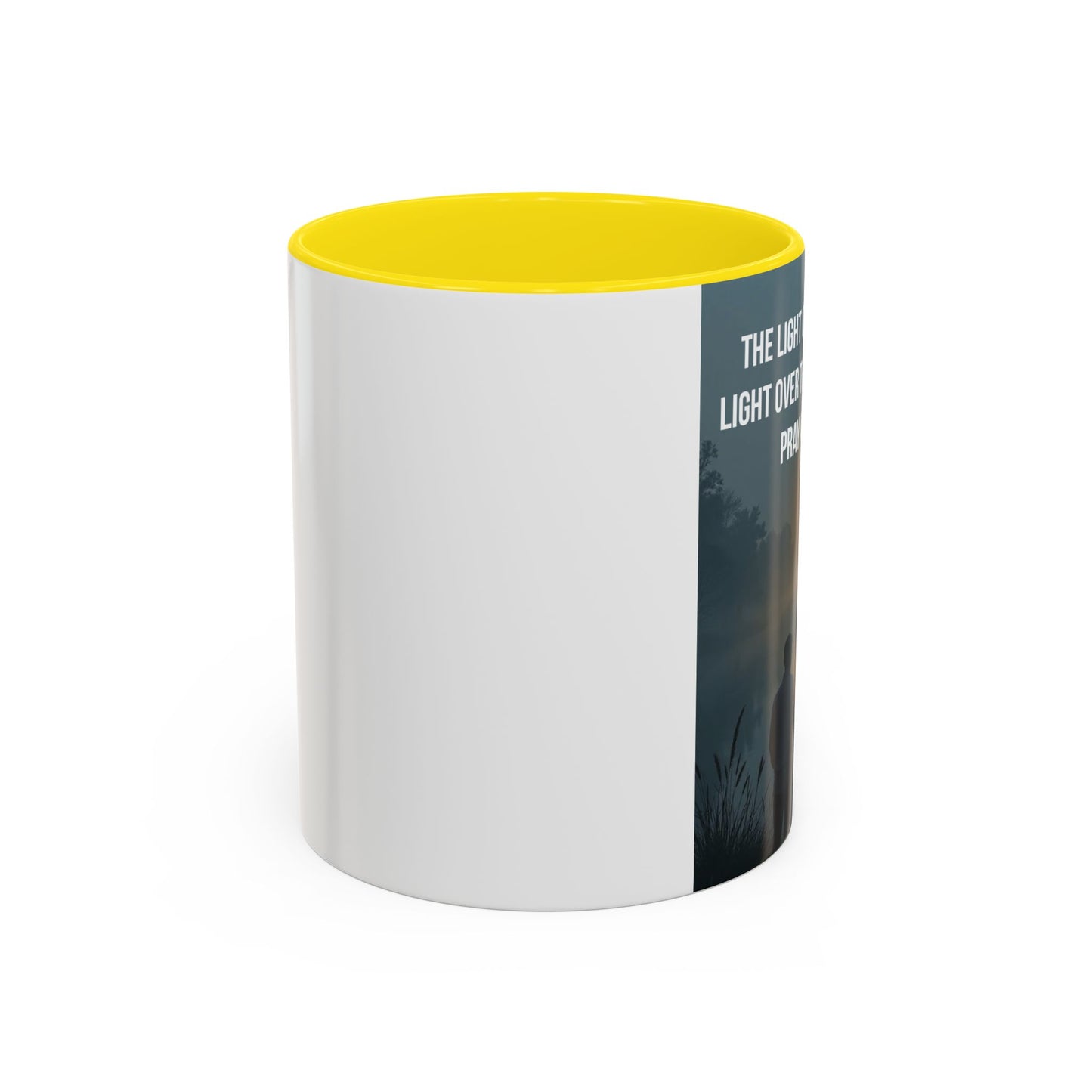 Christian Accent Coffee Mug — “The Light of the Cross” Inspirational Bible Verse Design