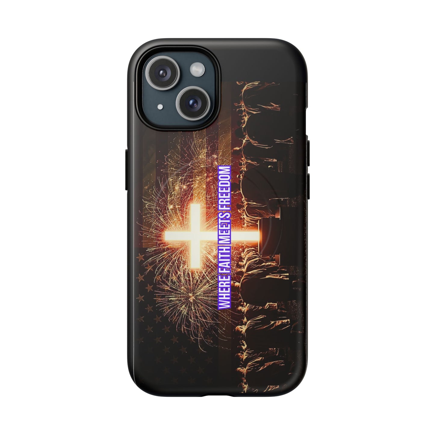 Christian Cross Phone Case - "Where Faith Meets Freedom" Tough Magnetic Case