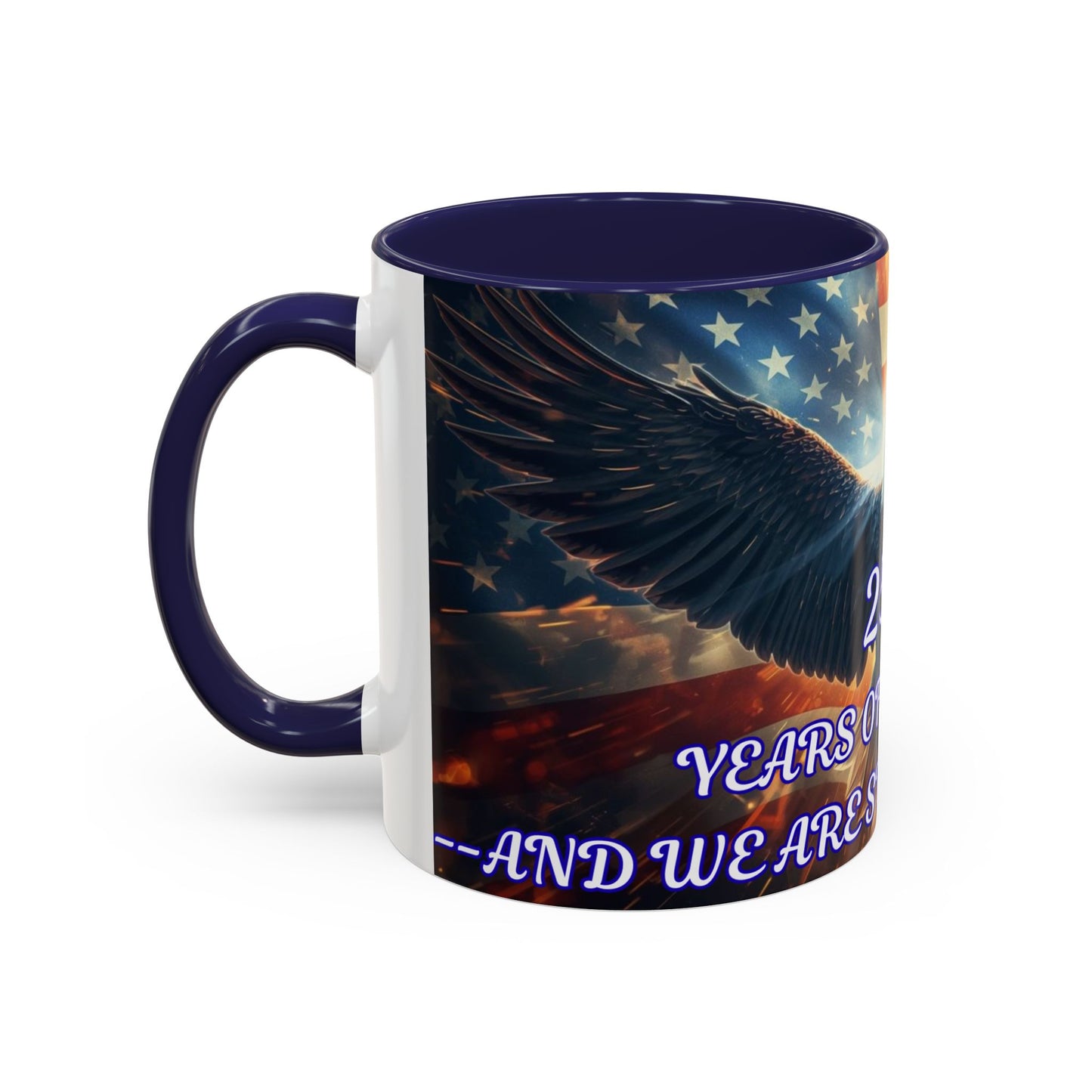 Patriotic Eagle Coffee Mug – "250 Years of Freedom" Accent 11/15oz