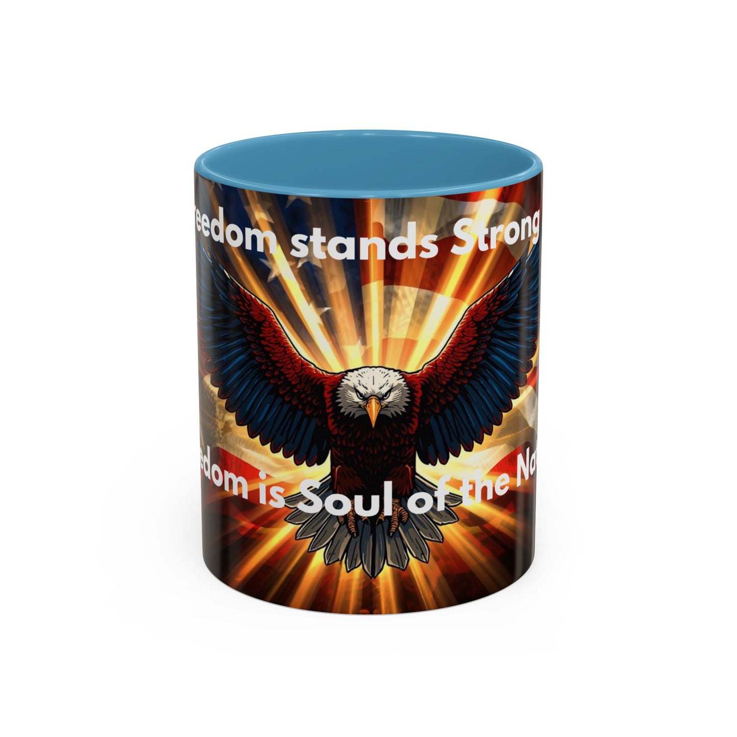Patriotic Eagle Coffee Mug — "Freedom Stands Strong" Accent 11/15oz