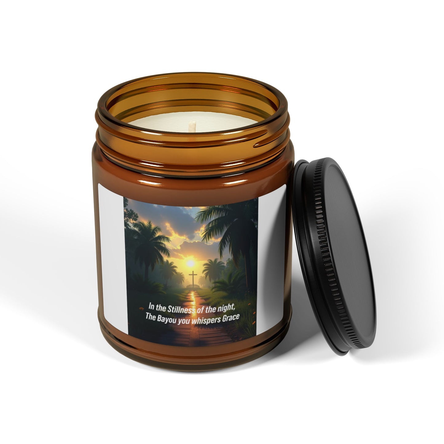 Tropical Sunset Soy Candle — Amber Jar Scented Candle with Uplifting Quote