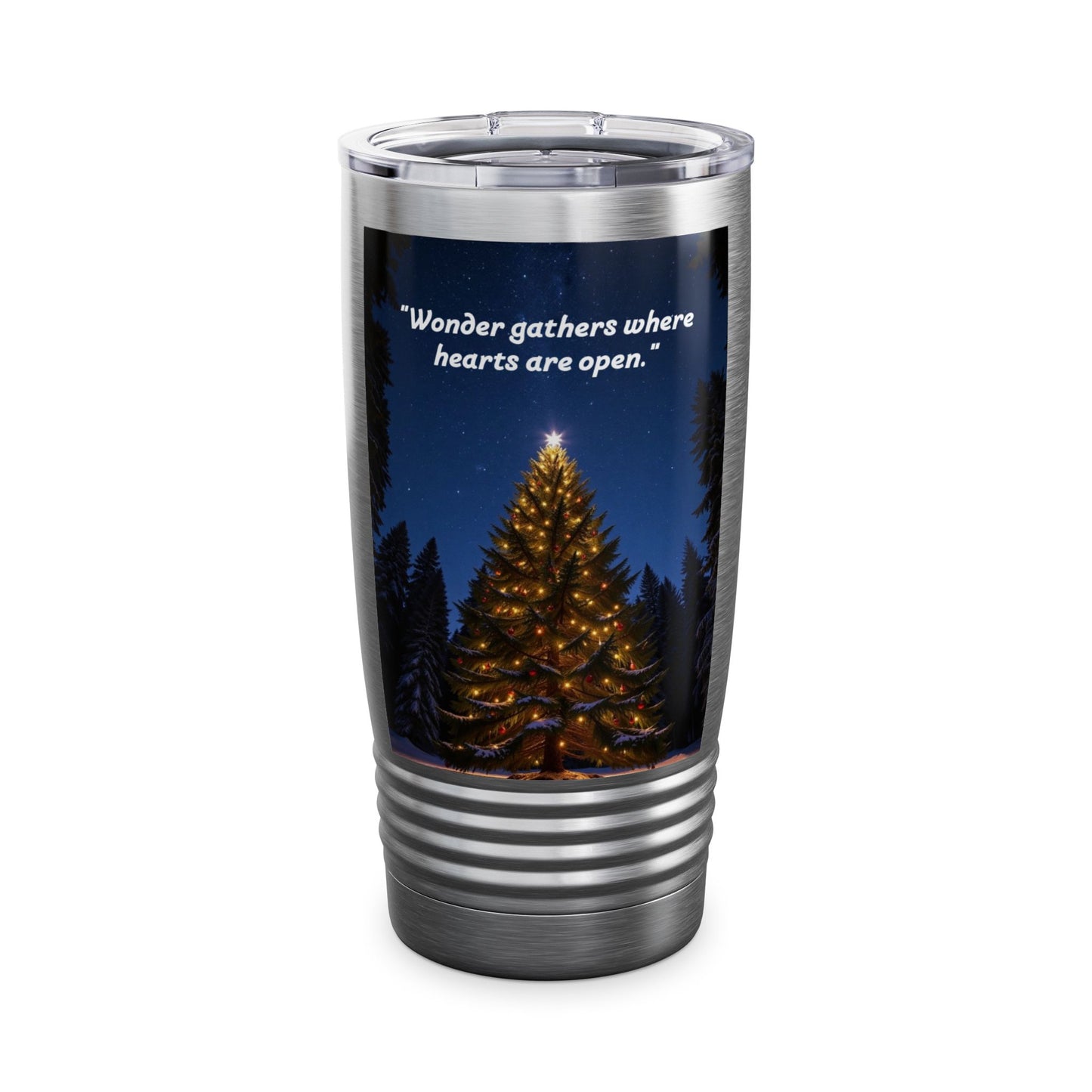 xWonder Gatherers Tumbler, 20oz - Christmas Travel Mug, Holiday Gift, Winter Insulated Cup, Tree Design, Inspirational Quote  326