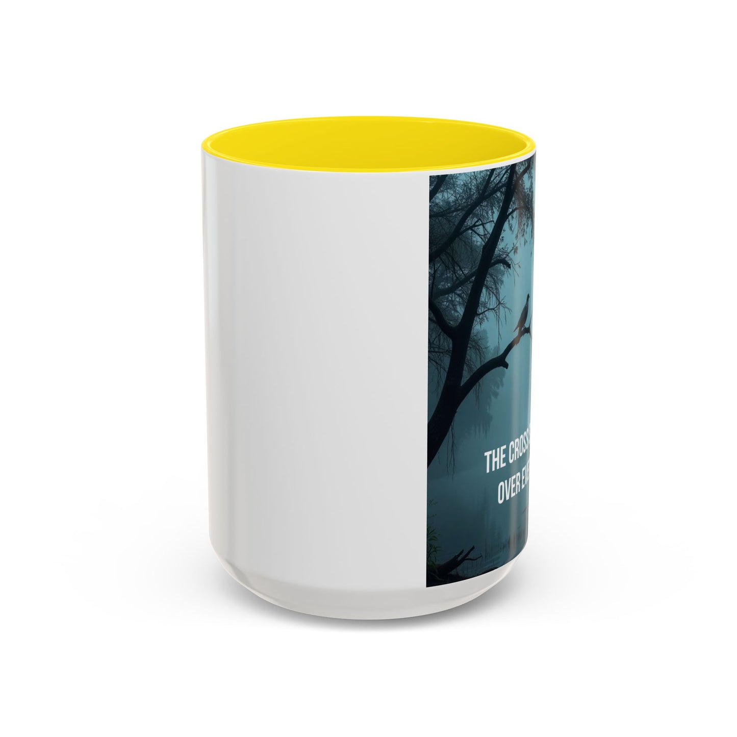 Religious Coffee Mug — "The Cross Stands Tall Over Every Storm" Accent Mug