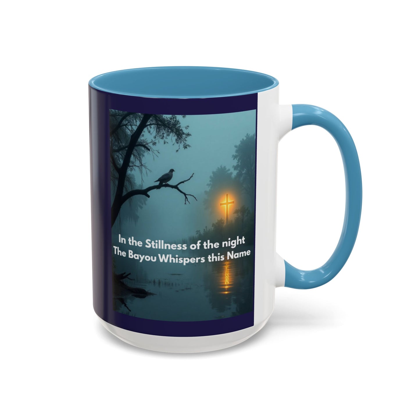 Accent Coffee Mug — Bayou Night Scene with Poetic Quote (11/15oz)